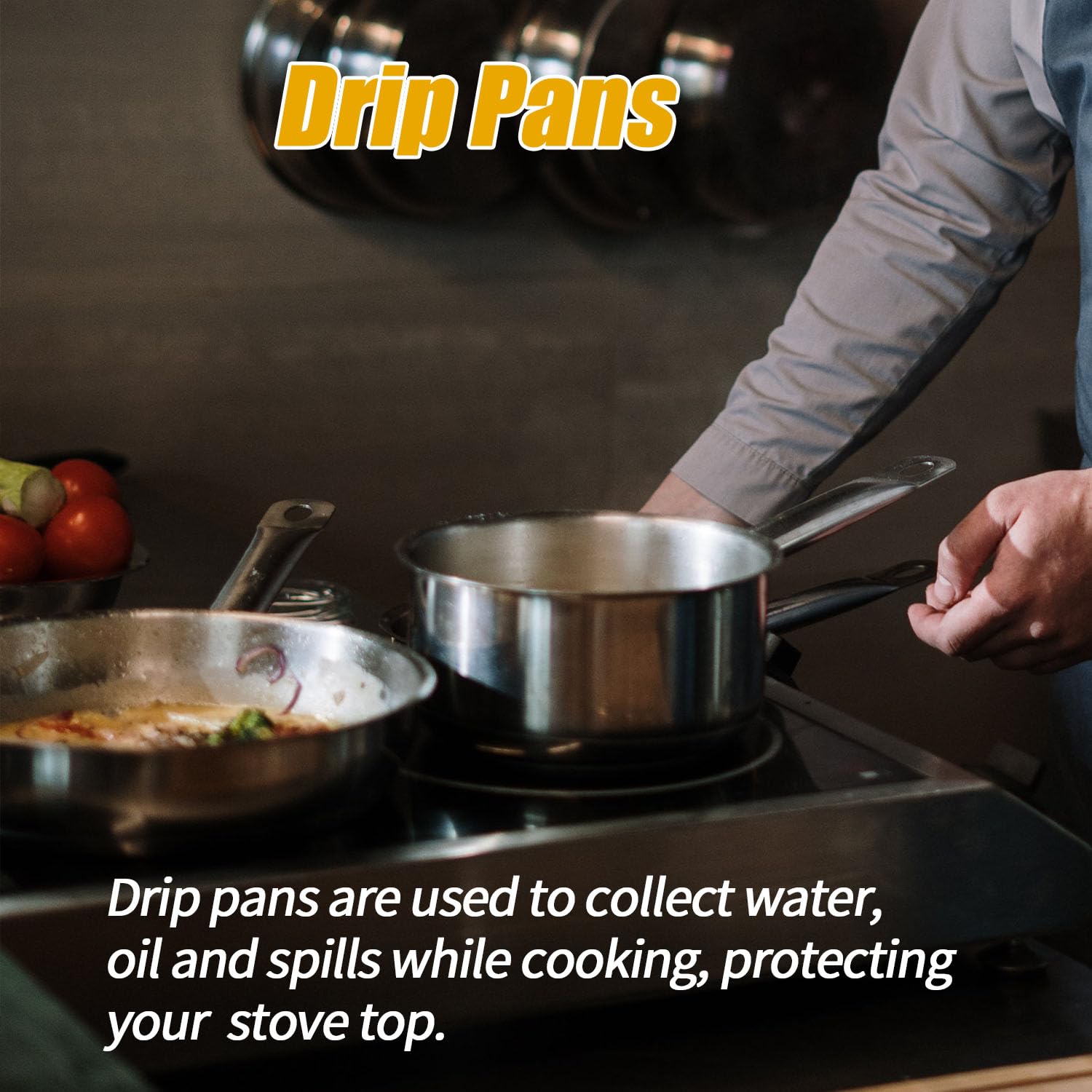Sutekus Drip Pans Cooktop Porcelain Drip Pans Set Including 2 Pcs 6'' Range Replacement Drip Bowls and 2 Pcs 8 '' Cooktop Replacement Drip Pans for Frigidaire Kenmore