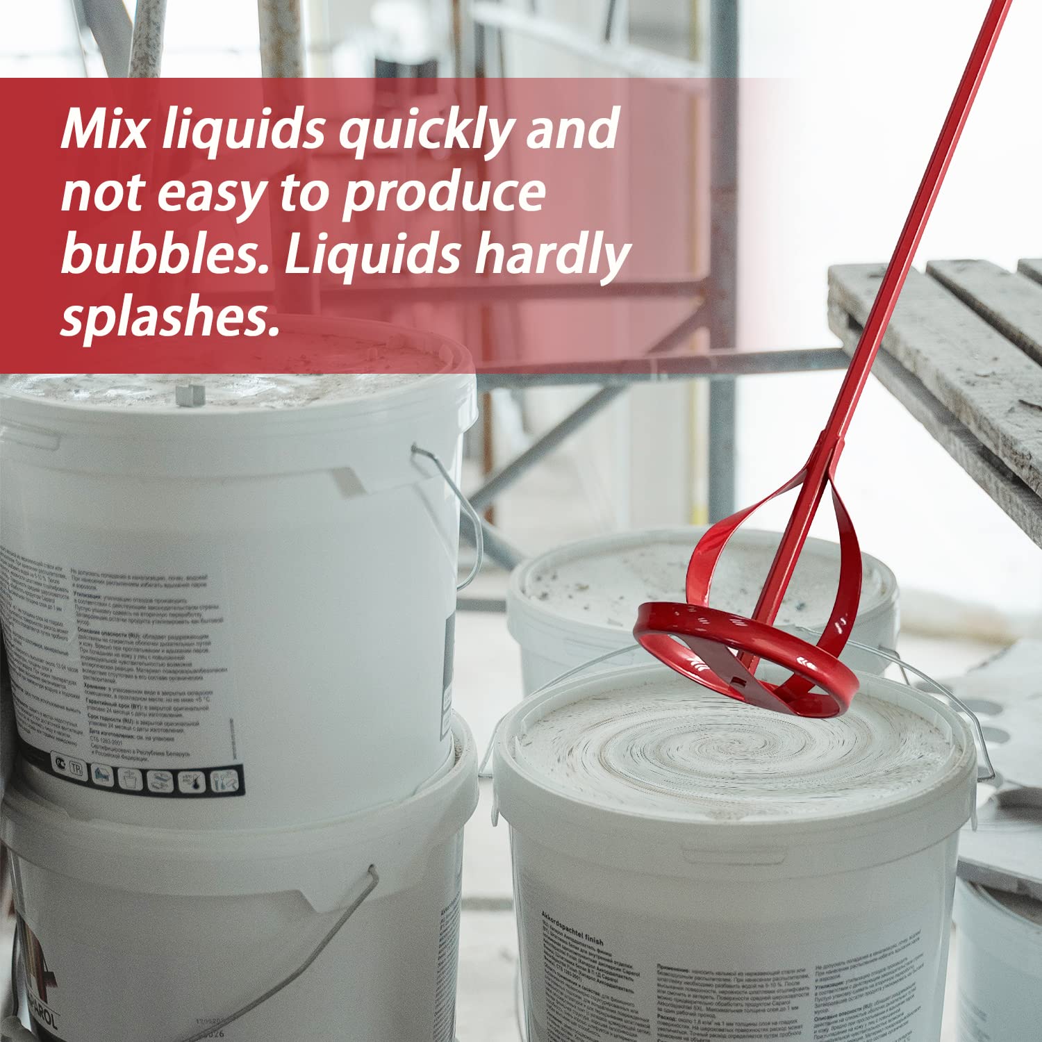 Sutekus Paint Mixer for Drill Bucket Mixer, Grout, Cement, Mortar Mixer Stirring Paddle, Paint Mixer Attachment