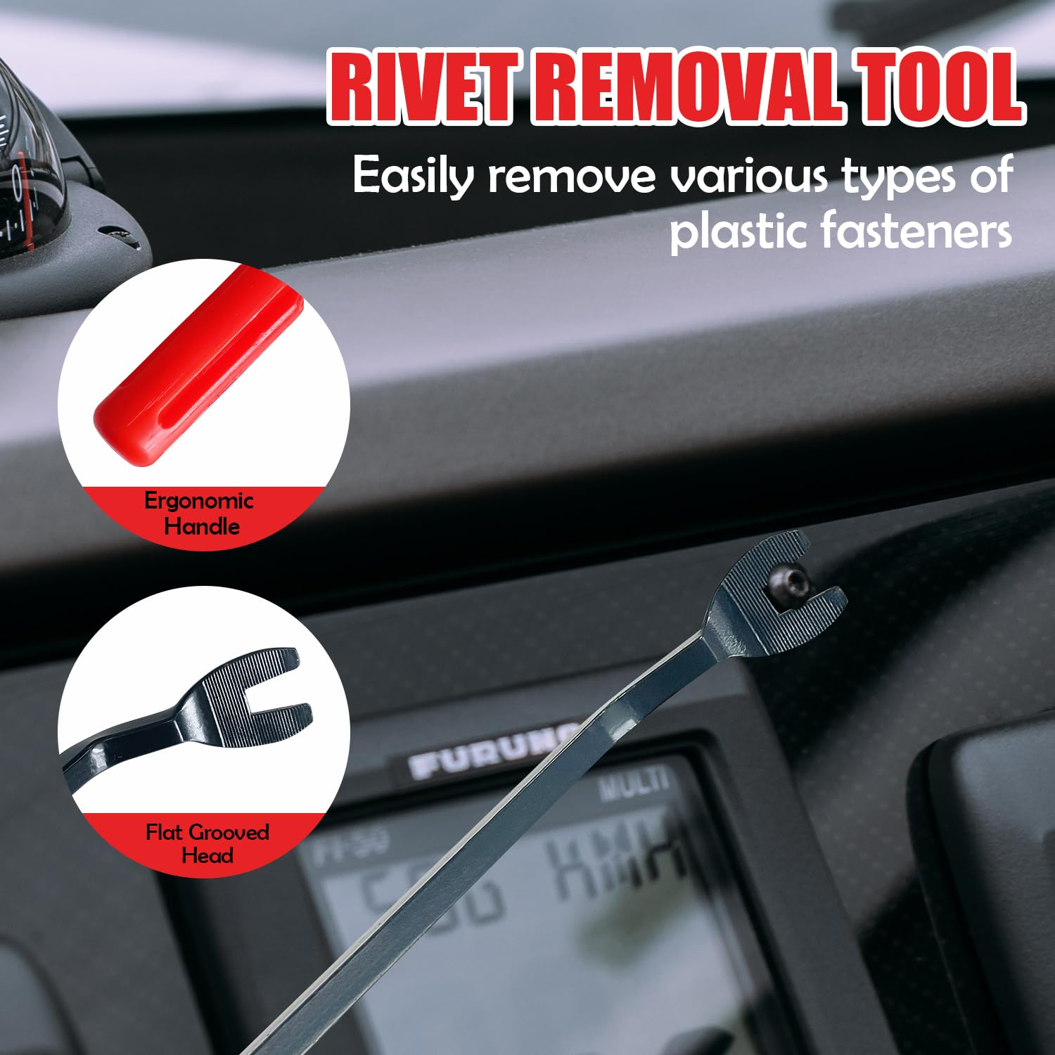 Sutekus Plastic Rivet Gun Set - Includes 40Pcs Poly Rivets Assortment, 1Pcs Rivet Removal Tool and 1Pcs Fastener Remover for Removing Car Door Panel and Upholstery Clips