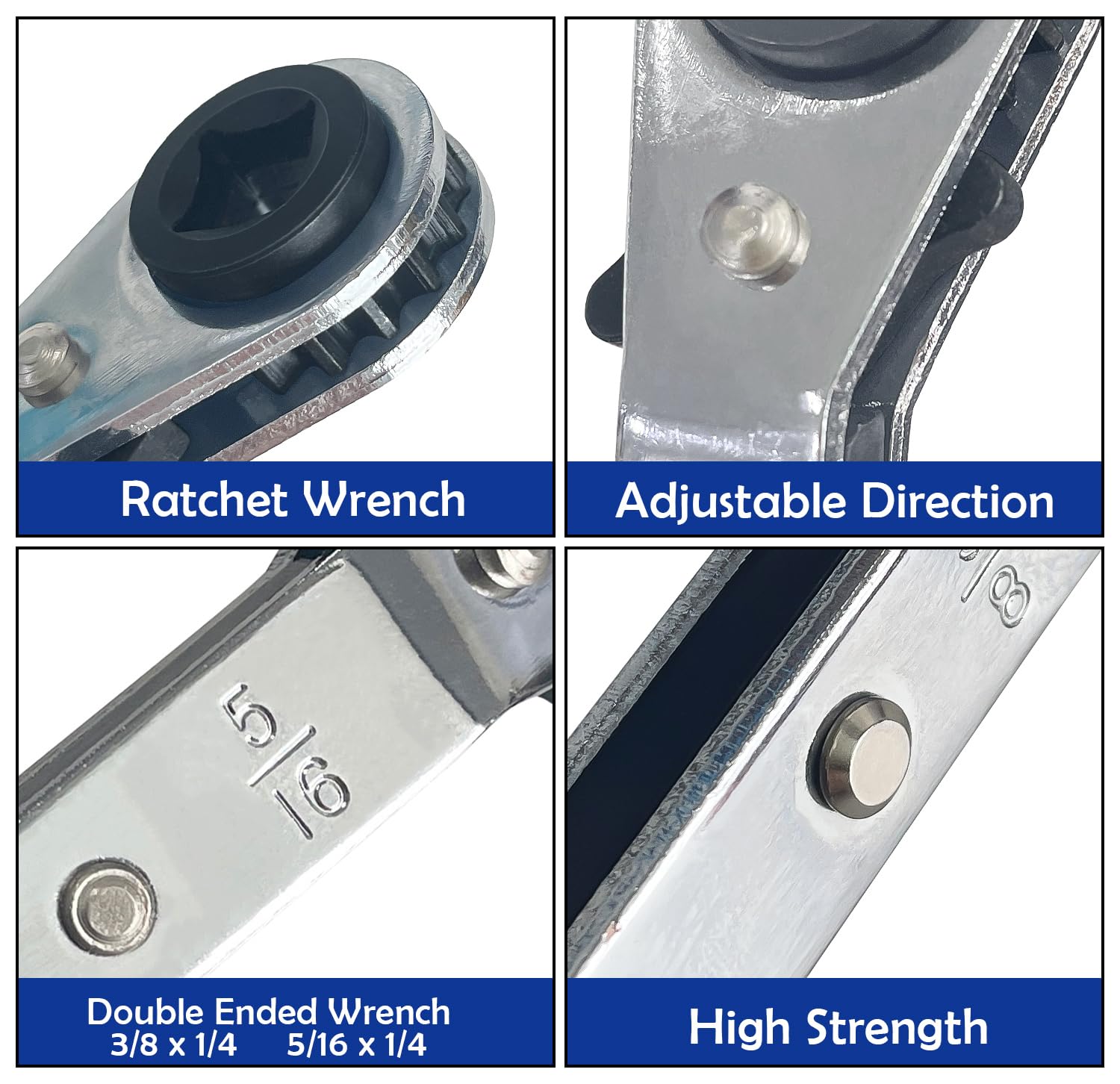 Sutekus Hvac Service Wrench Set 3/16” 3/8” 5/16'' 1/4'' Air Conditioner Valve Ratchet Wrenches Reversible Ratcheting Wrench Set for Refrigeration and Equipment Repair
