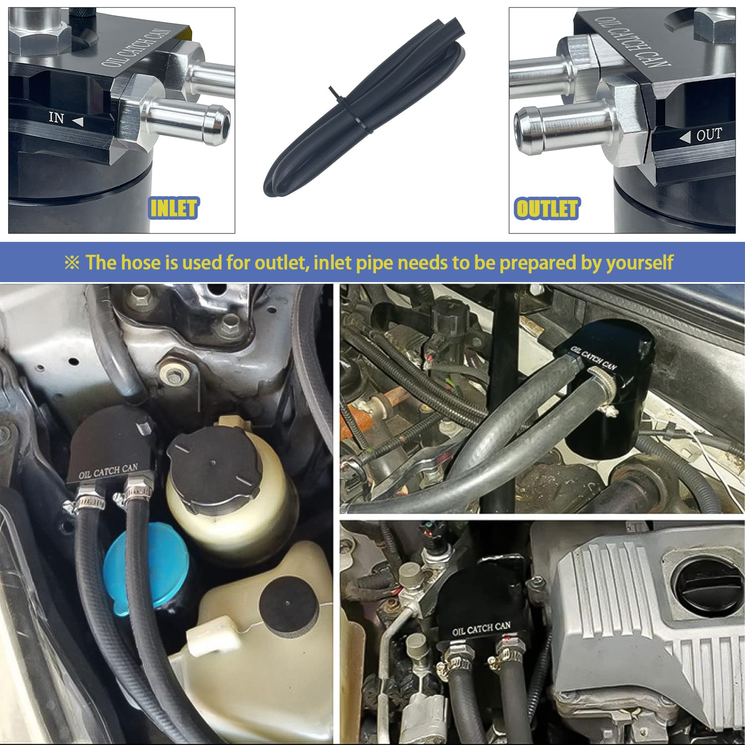 Sutekus Baffled Oil Catch Can Automotive Reservoir Tank With Filter 300ml Universal Oil Separator Catch Can
