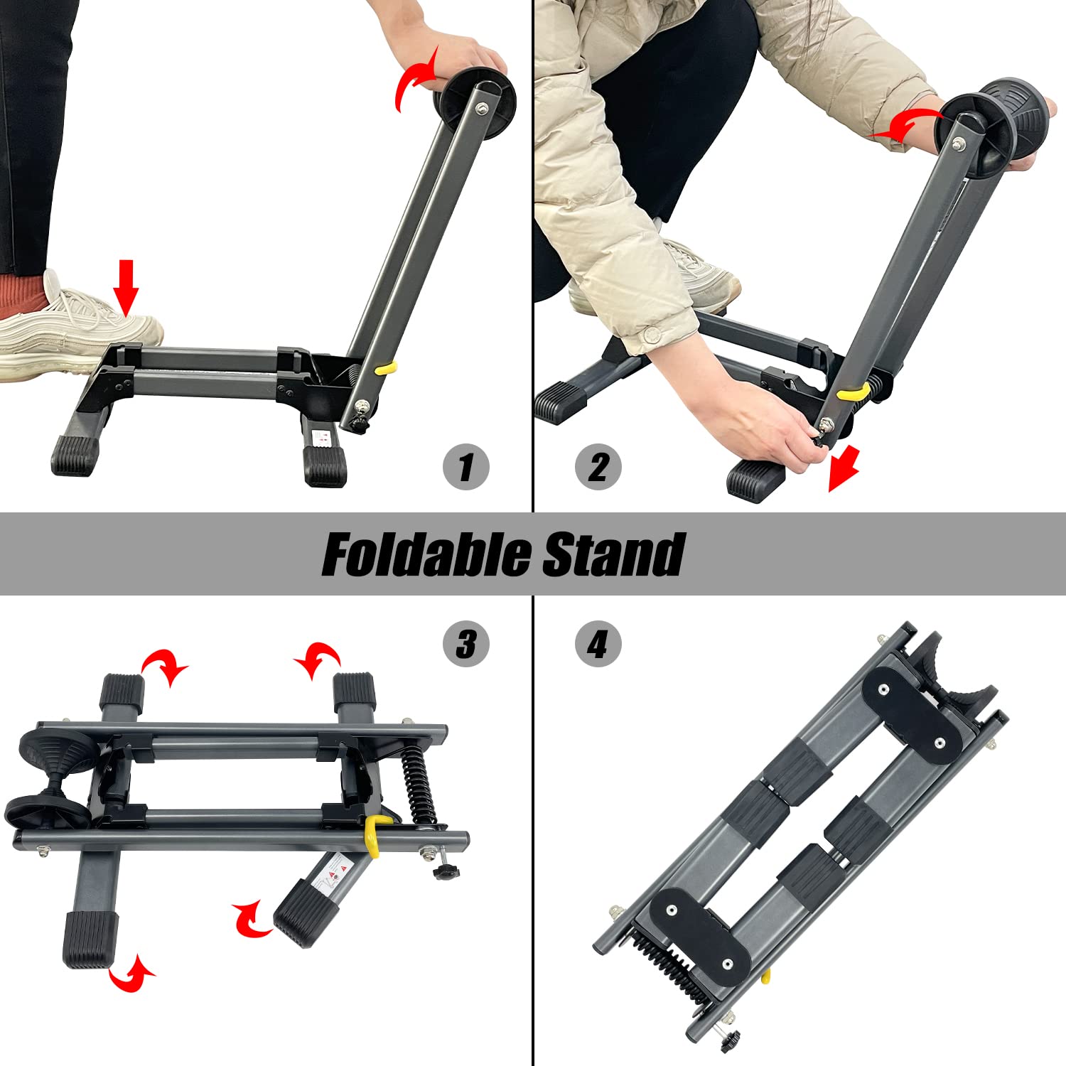 Sutekus Bike Floor Parking Rack Foldable Bicycle Stand Extendable Bike Stand Indoor Home Garage Cycling Storage Organizer
