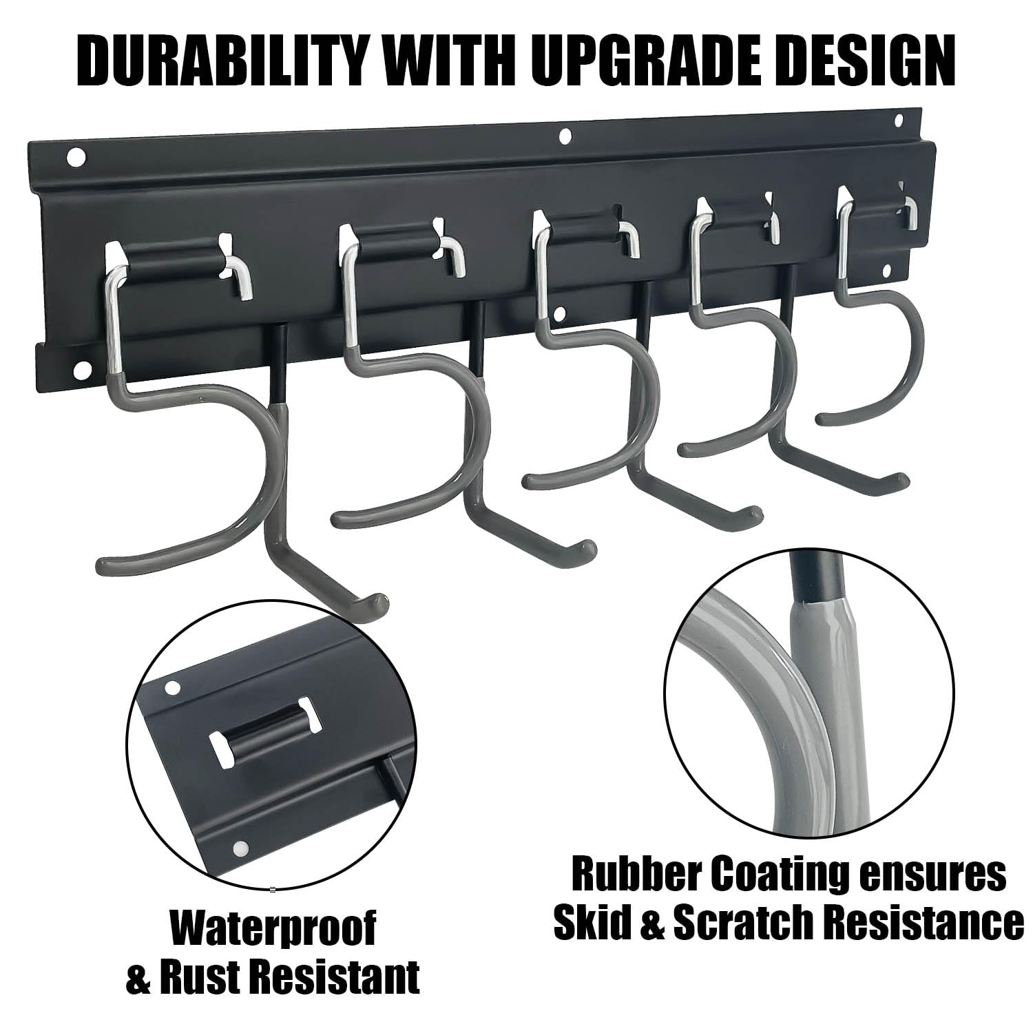 Sutekus Garage Garden Tool Organizer Wall Mount Garage Organization and Storage Heavy Duty Yard Tool Hanger with Rack with Anti-Slip Coating For Tools Ski Gears (Ultimate - 2 Pack)