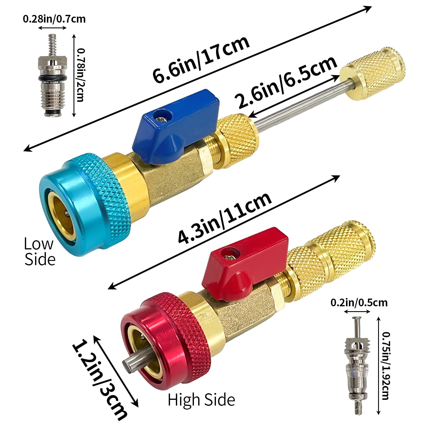 Sutekus Automotive AC Valve Core Tool R134A R1234YF Valve Core Remover and Installer Tool Set for Standard and JRA Valve Core Couplers Repair Tools