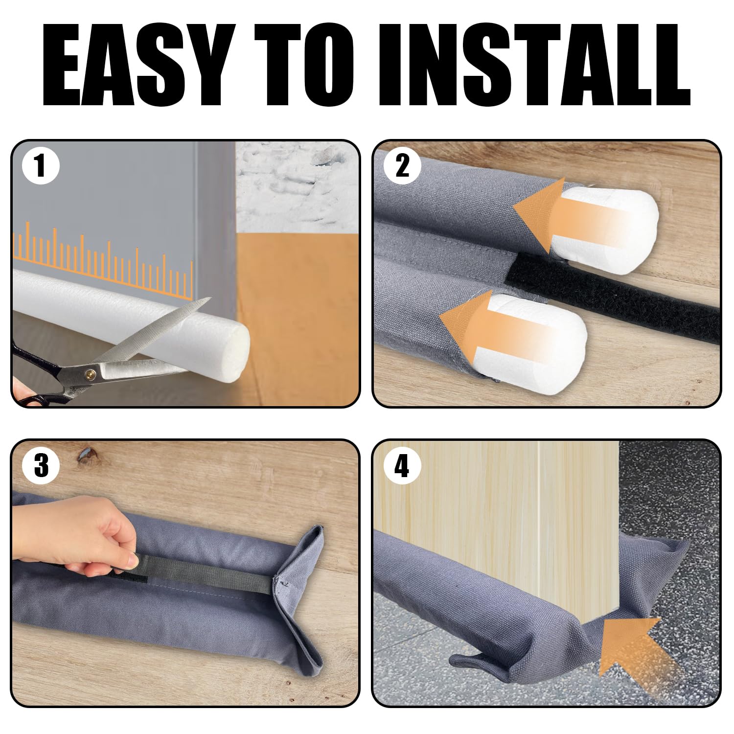 Sutekus Under Door Draft Stopper Adjustable Door Sweep Weather Stripping Noise Dust Blocker for 30" to 36" Wide Doors, Grey