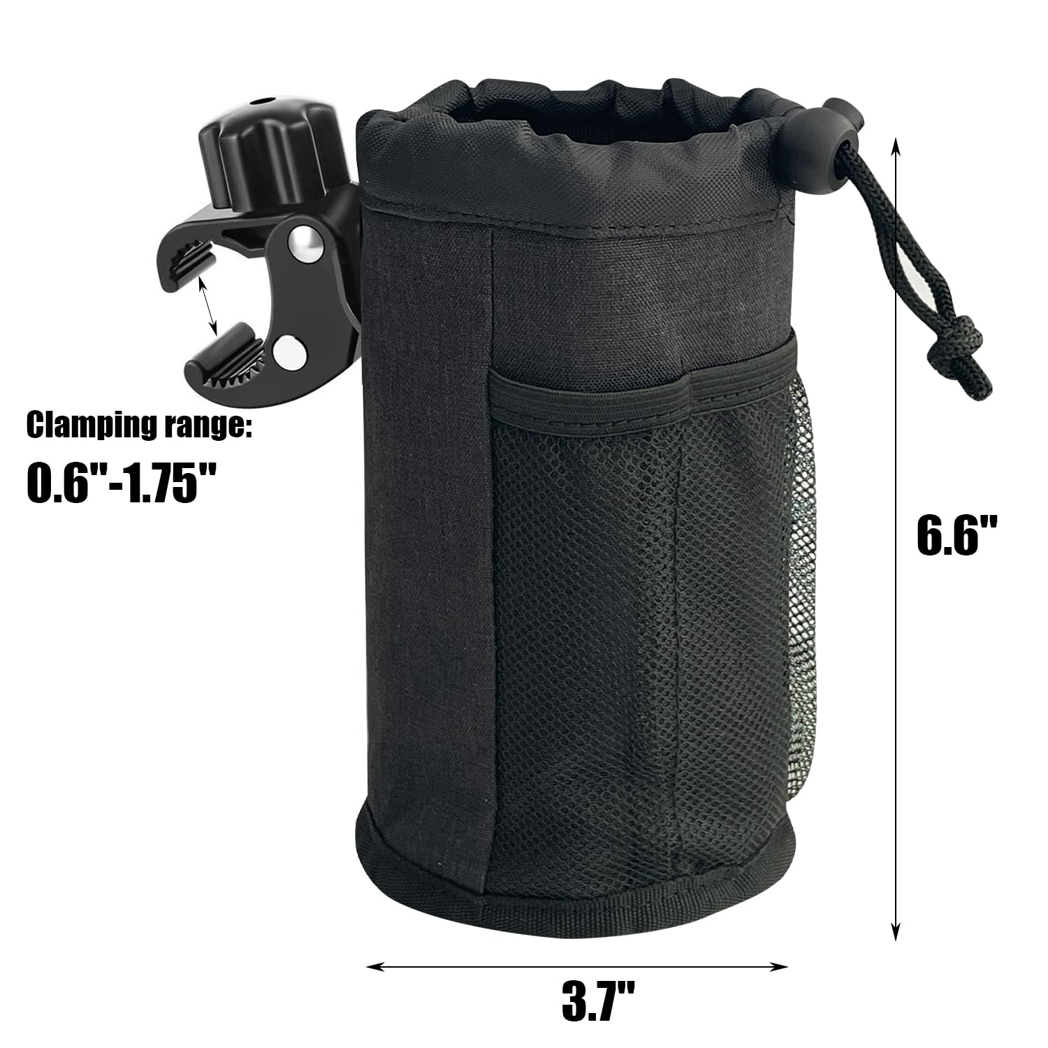 Sutekus Motorcycle Cup Holder with 0.6"-1.75" Alligator Clamp, Internal Heat Preservation Universal Drinks Holder for Motorcycle, Bike, Boat, Walker