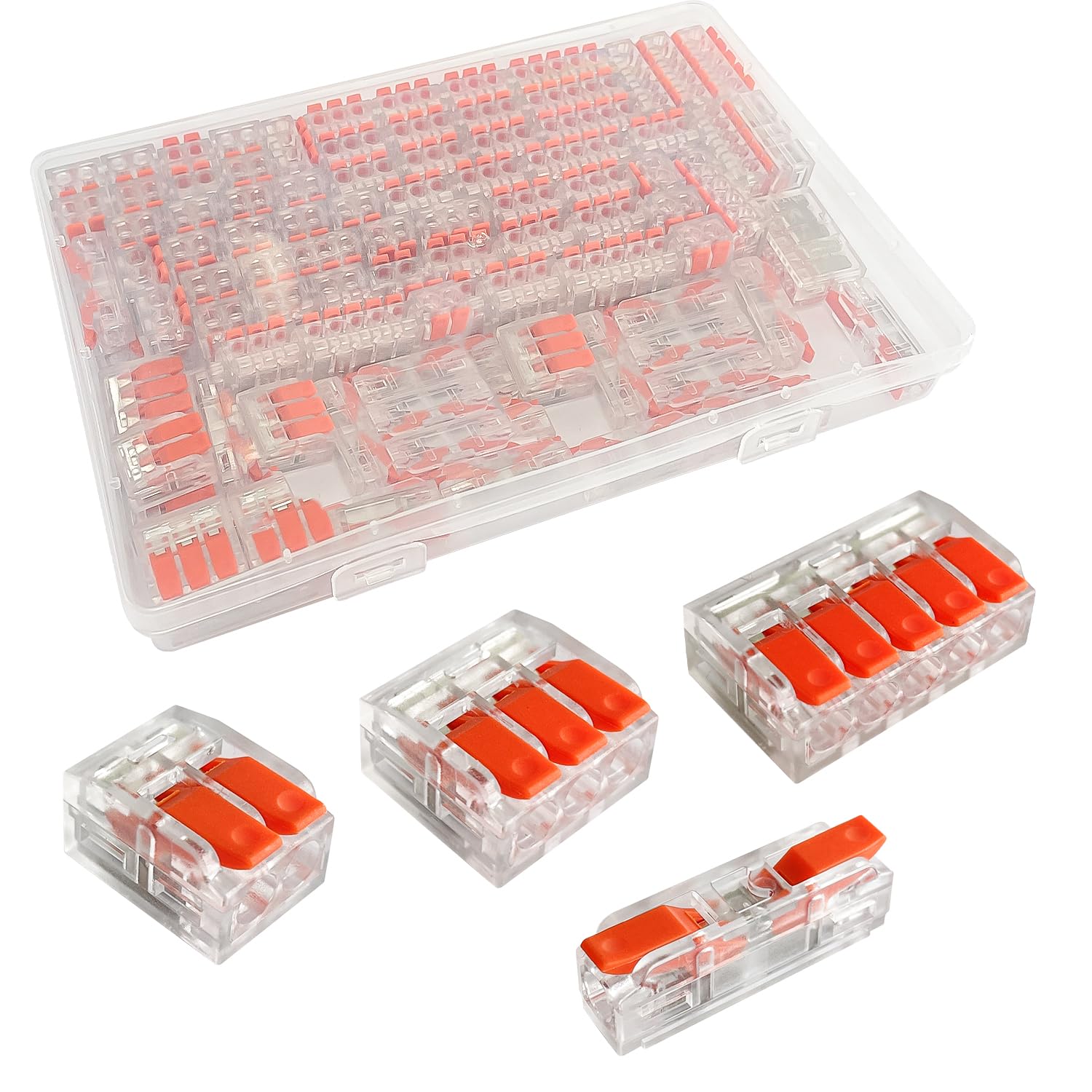Sutekus 100pcs Lever Nuts Assortment Compact Splicing Wire Connectors Kit Wire Nuts Lever Wire Connectors Lever Wire Nuts Quick Wire Connectors