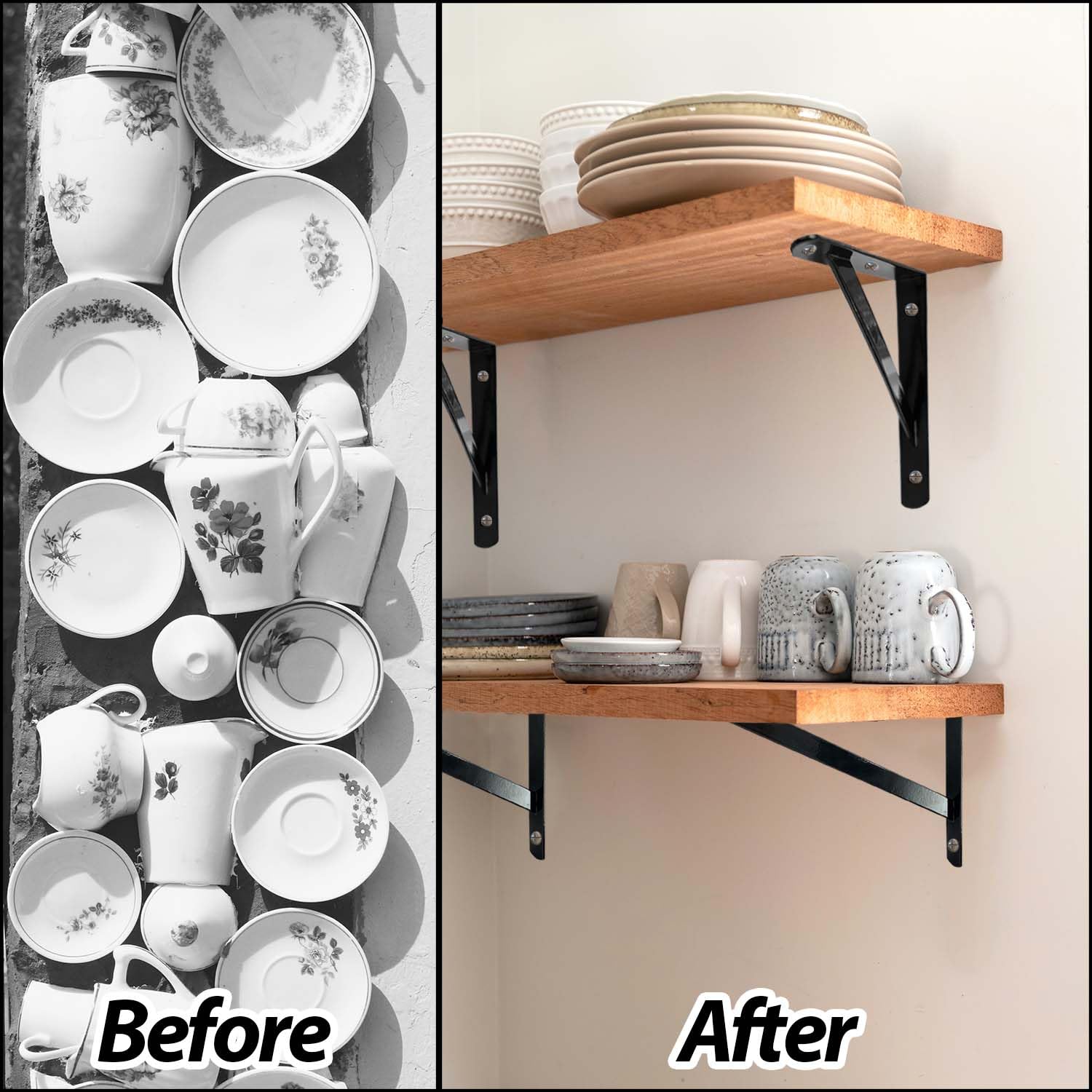 Sutekus 12" x 8" Heavy Duty Shelf Brackets with Screws Metal Shelves Supports Wall Mount Angle Brackets for Floating Shelves, 12Pack