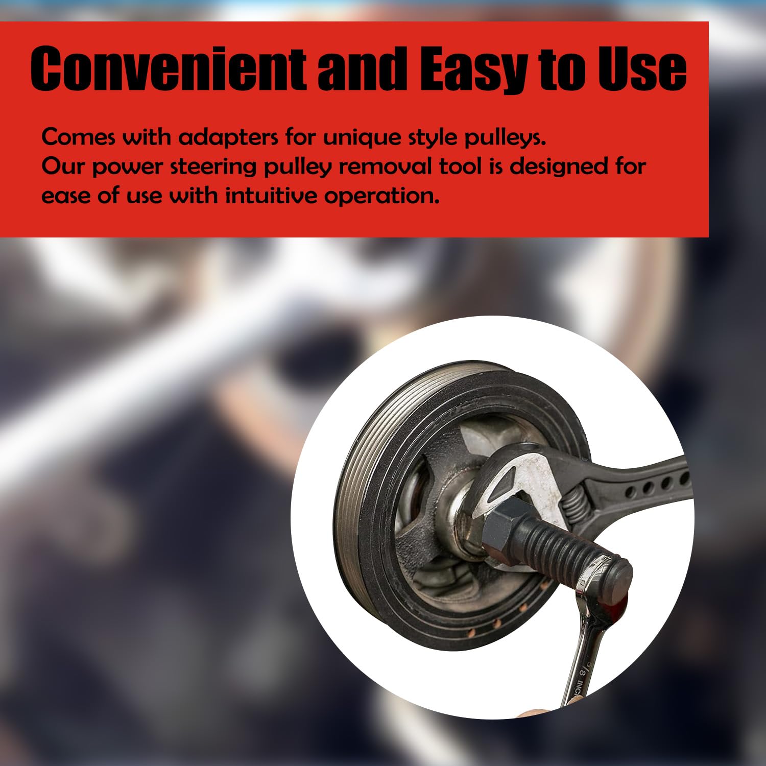 Sutekus Power Steering Pulley Puller and Installer Kit Alternator AC Pulley Puller & Installer for GM Ford Chrysler Engines and Water Pump Vacuum Pump Pulleys