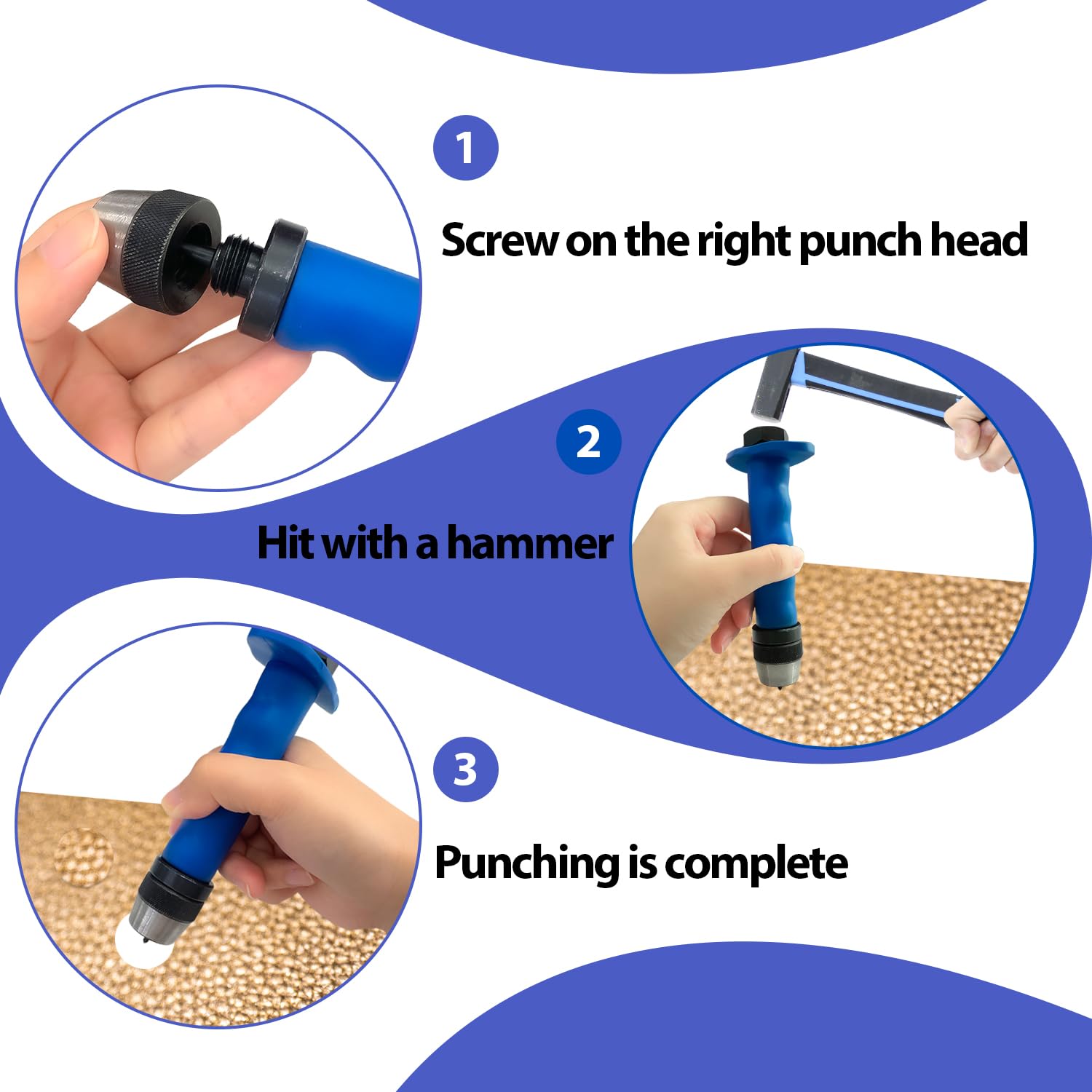Sutekus Hole Punch Set 14pcs Sharp Hollow Punch Kit Gasket Punch Set Gasket Cutter Foam Cutter Leather Punches Tools 3/16" to 1-3/8"