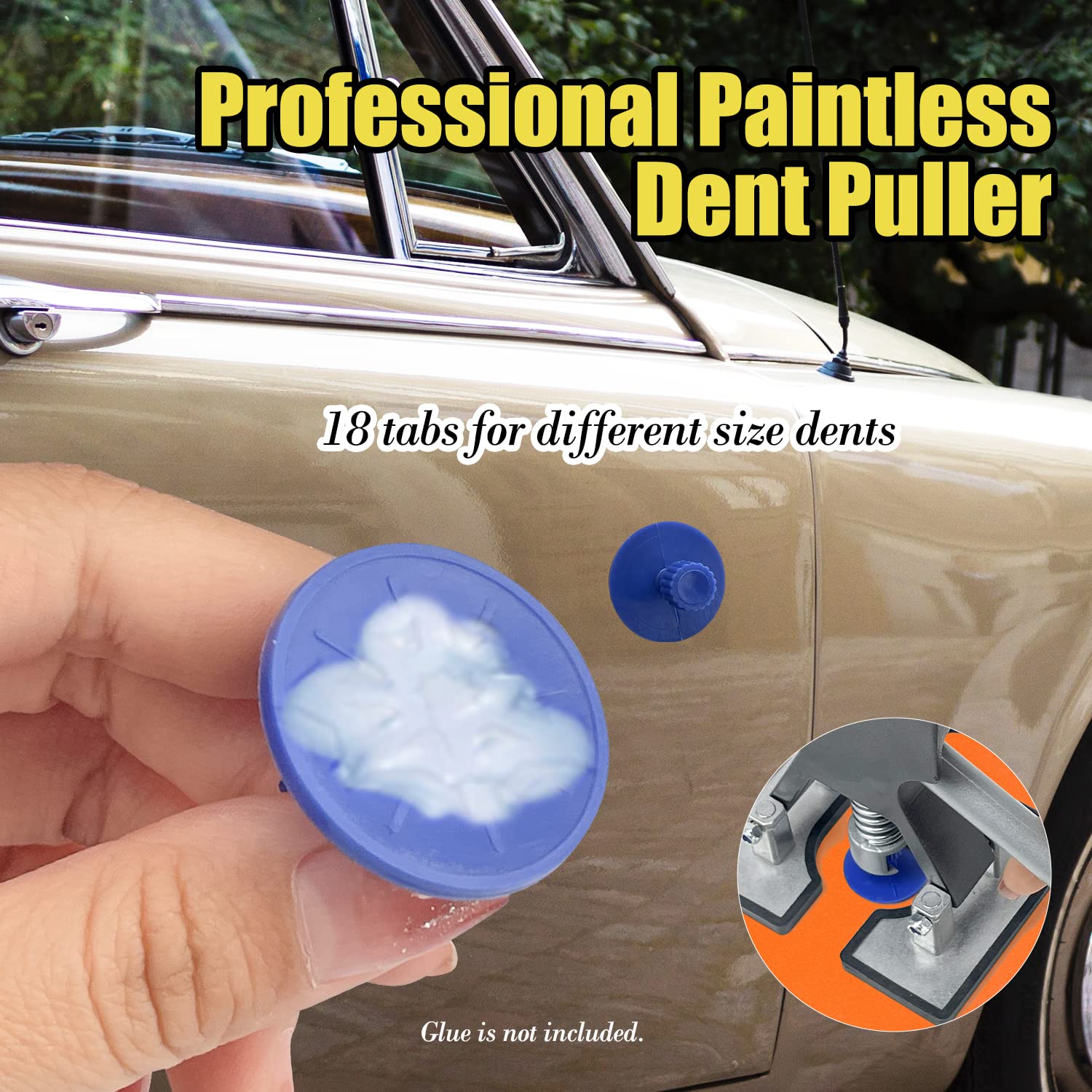 Sutekus Dent Puller Kit Car Body Dent Repair Tools Paintless Dent Removal Kit with 18 Tabs for Auto DIY Body Work