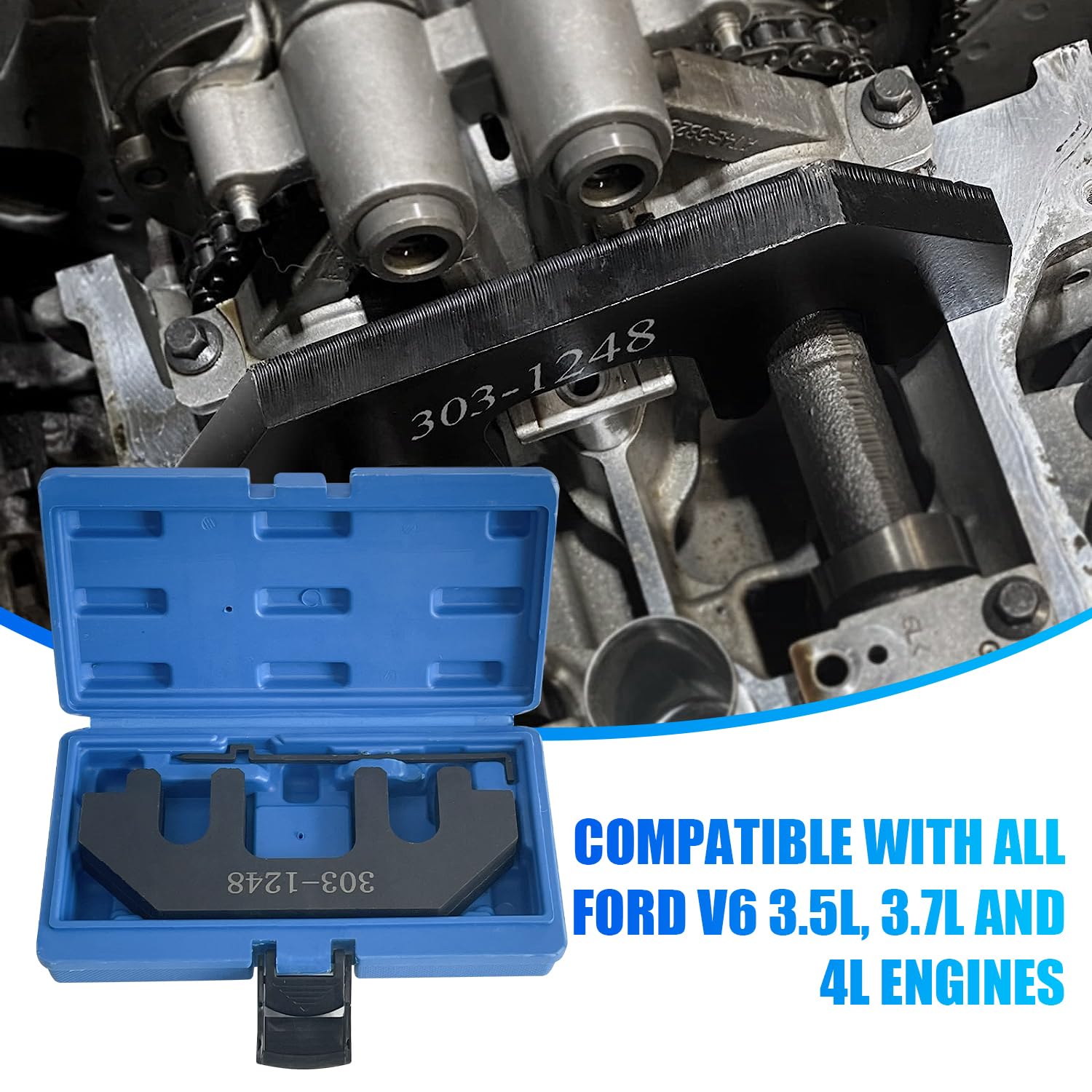 Sutekus Camshaft Holding Tool Kit Engine Timing Alignment Holder Cam Holders with Tension Tool Compatible with 303-1248 303-1530 Ford 3.5L & 3.7L 4V