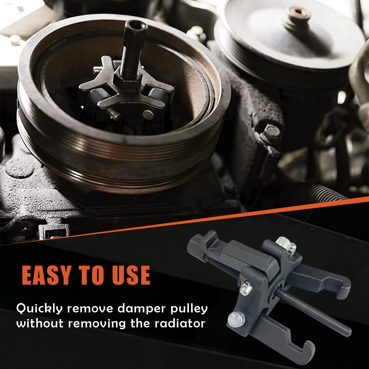 Sutekus Harmonic Balancer Puller Kit Damper Pulley Remove Extractor Kit Adjustable 3-Jaw Puller Set Compatible with Ford GM Chrysler Cadillac Chevy Trucks Mitsubishi