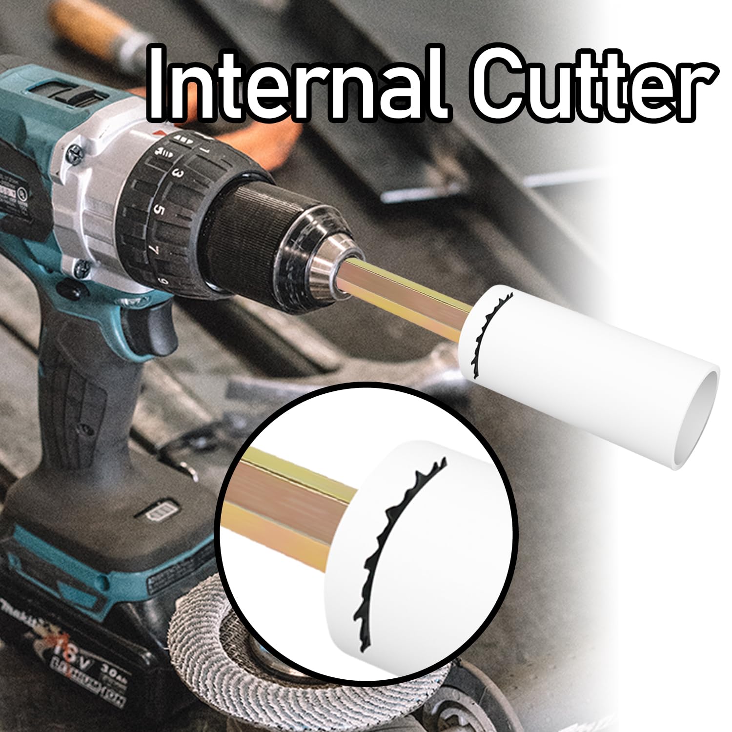 Sutekus Inside Pipe Cutter with 6 Replaced Blades Plumbing Internal Plastic Pipe Cutter with Grinding Wheel for PVC and Plastic Pipe