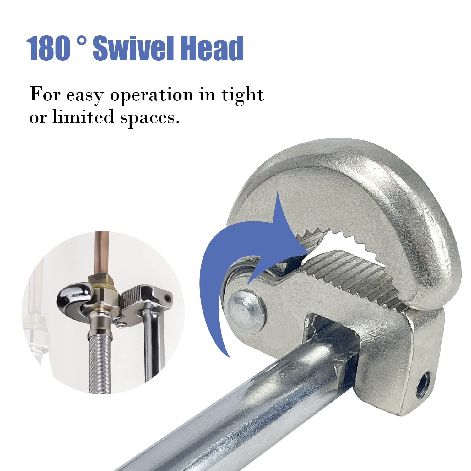 Sutekus 11" Basin Wrench with 3/8'' to 1-1/4'' Capacity Jaw, Spring Loaded Pipe Wrench for Tight Space