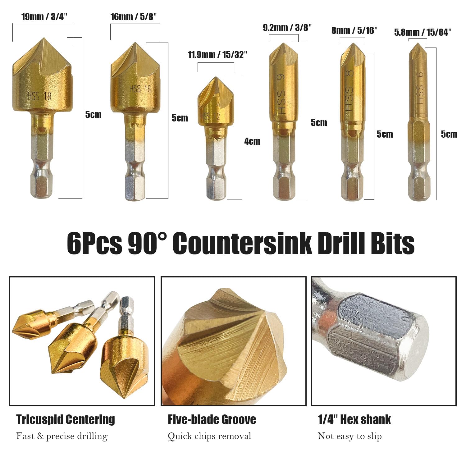 Sutekus 32 Pack Woodworking Chamfer Drilling Tool Kit Including Countersink Drill Bits Set, Wood Plug Cutter, Step Drill Bits, Cutting Twist Bits and Center Punch