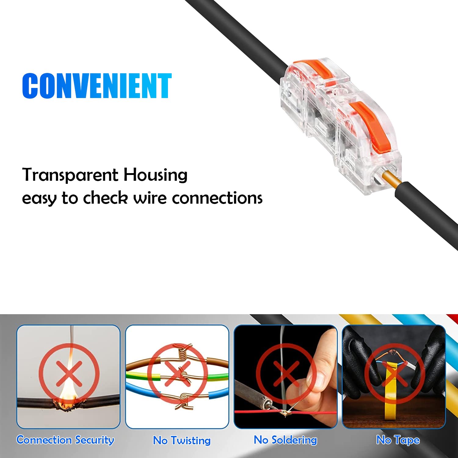 Sutekus 100pcs Lever Nuts Assortment Compact Splicing Wire Connectors Kit Wire Nuts Lever Wire Connectors Lever Wire Nuts Quick Wire Connectors