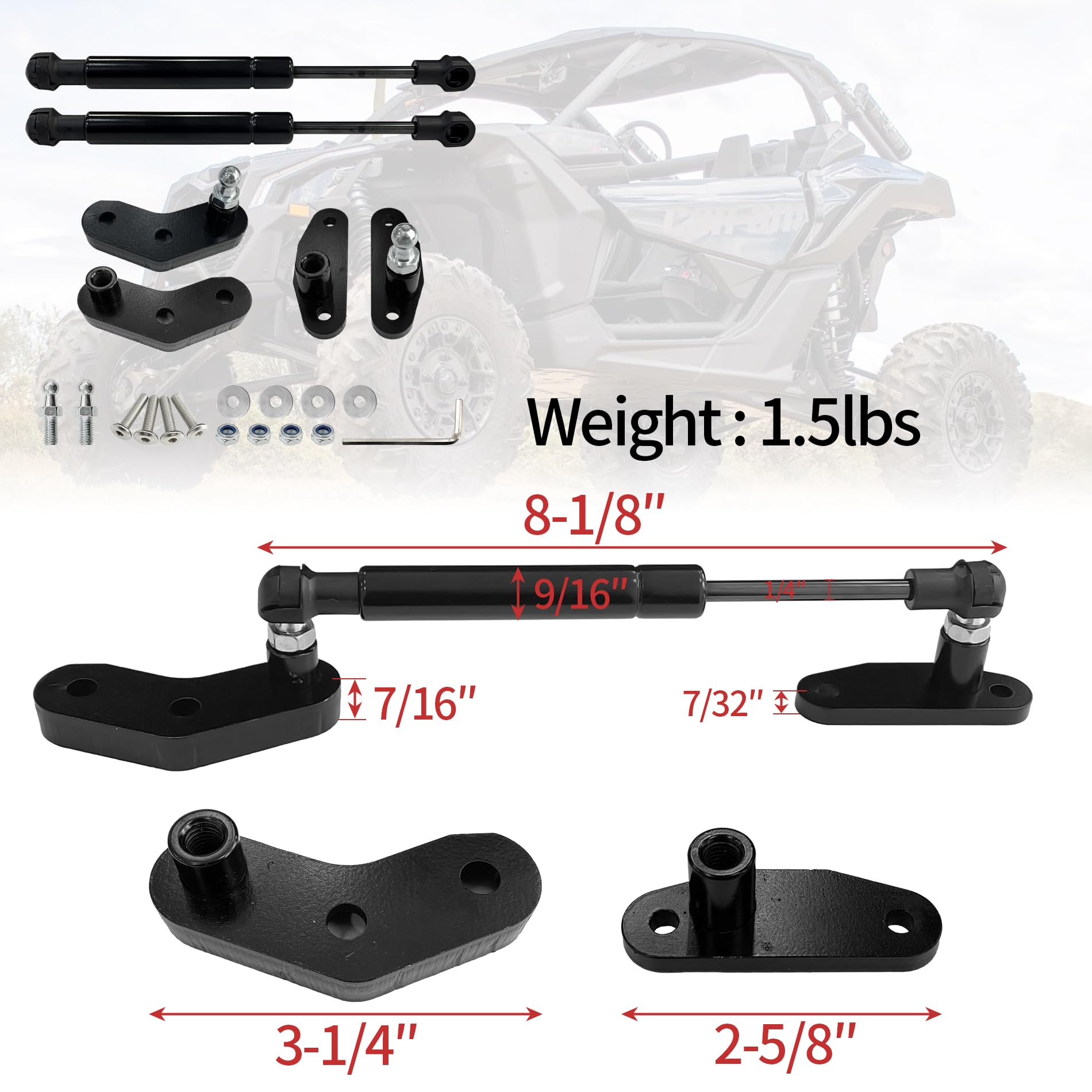 Sutekus X3 Door Opener Kits Door Shocks Struts Fits for Can-Am Maverick X3 and X3 Max Front and Rear Doors 2017-2022, Black