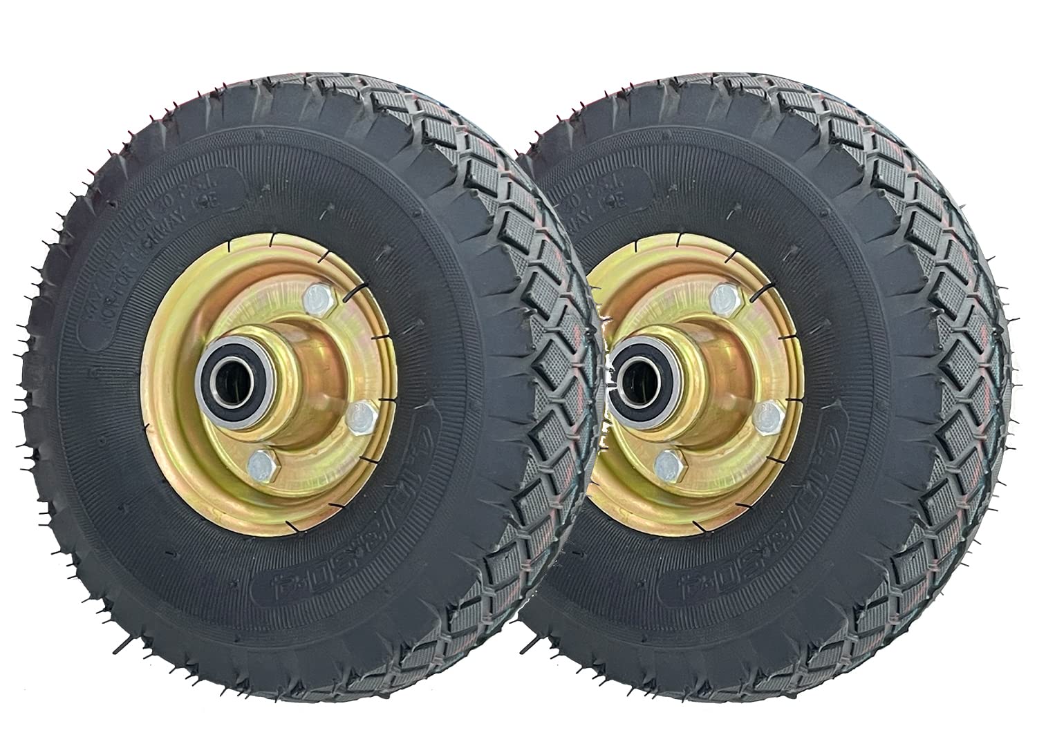Sutekus 10" Replacement Tires 4.10/3.50-4” Air Tires Rubber Wheels With 5/8" Axle Bore Hole for Carts, Scooter, Hand Trucks, 2Pack