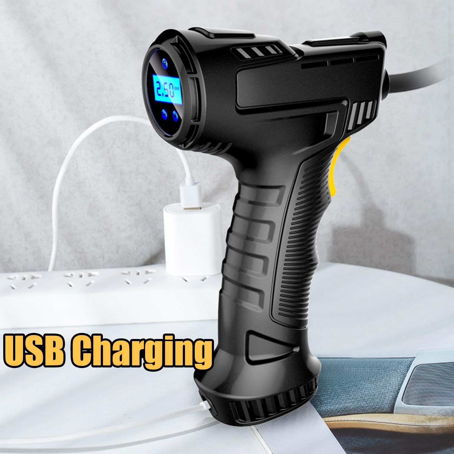 Sutekus Tire Inflator Air Compressor 150 PSI Cordless Portable Electric Air Pump Digital Tire Pressure Gauge with LED Light for Car Motorcycle Bike Ball