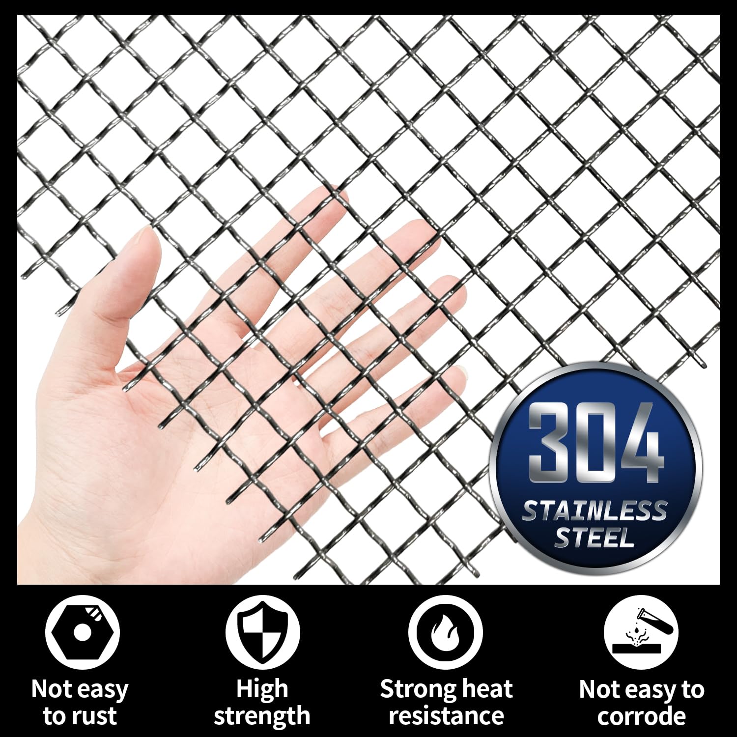 Sutekus Stainless Mesh Screen 12” X 24”(310mm X 610mm) Sturdy Metal Mesh Sheets 5 Mesh Wire Mesh Screen for DIY Projects, 2Pack