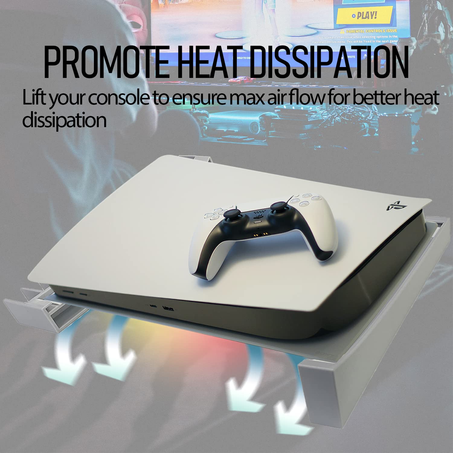Sutekus PS5 Horizontal Stand PS5 Accessories PS5 Desk Stand with 16 Games Slots for Playstation 5 Console