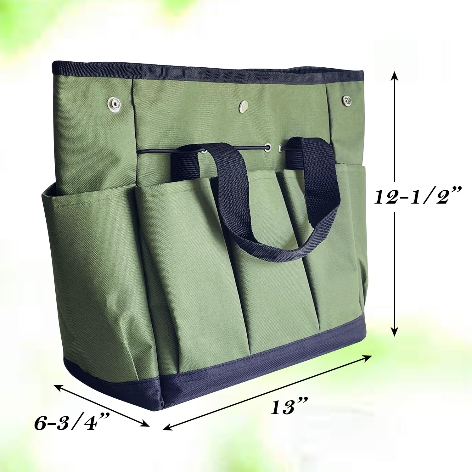 Sutekus Garden Tote Bag Tool Storage Tote Home Organizer Gardening Tool Kit Holder Heavy Duty Oxford Gardening Tool Bag with Pockets, Green