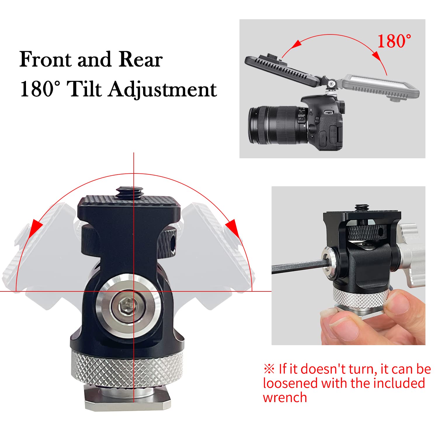 Sutekus Field Monitor Mount Holder with Cold Shoe Swivel and Tilt Adjustable 1/4" Screw Thread Adapter for 5’’ and 7’’ Monitor