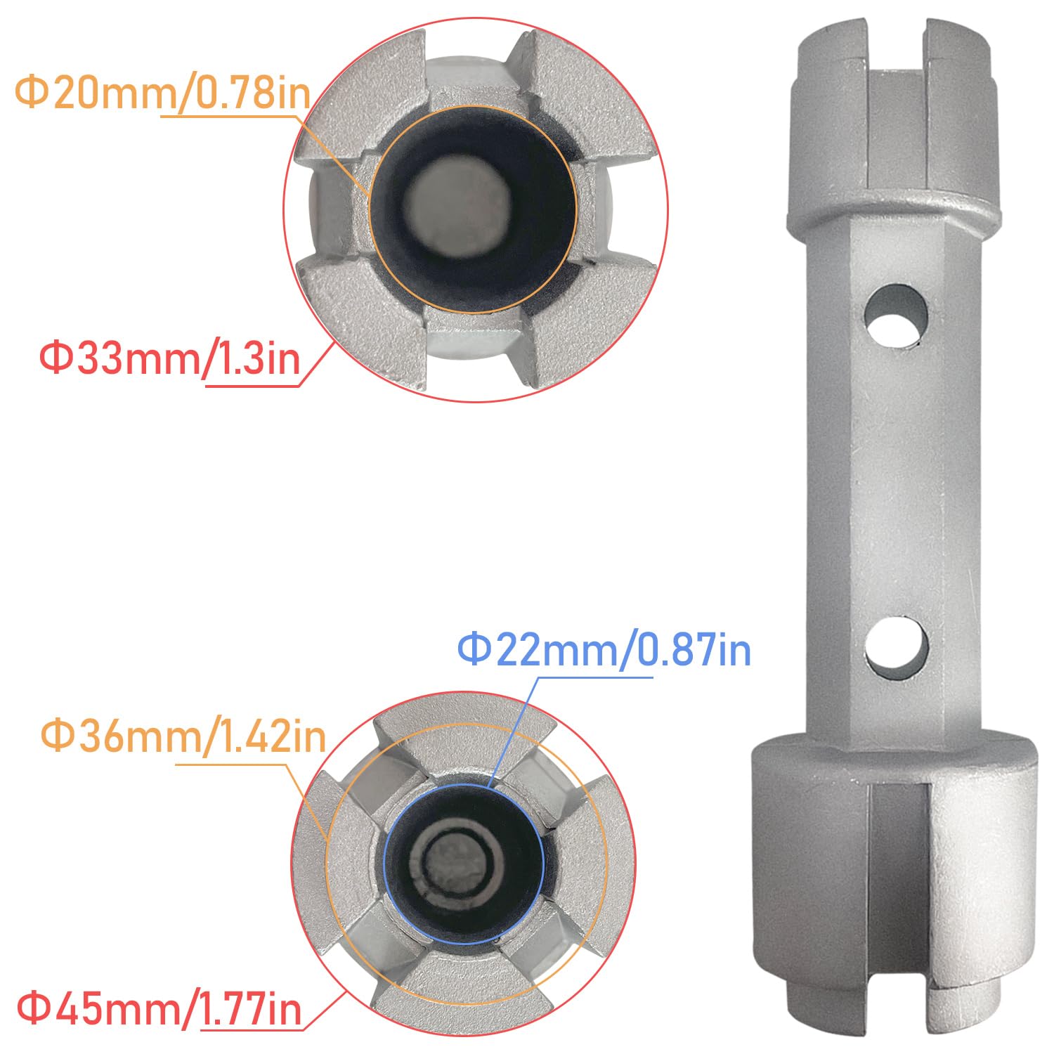 Sutekus Tub Drain Remover Wrench 2pcs Aluminum Alloy Tub Dual Ended Drain Wrench for Bath drains, Shower Drains and Closet Spuds