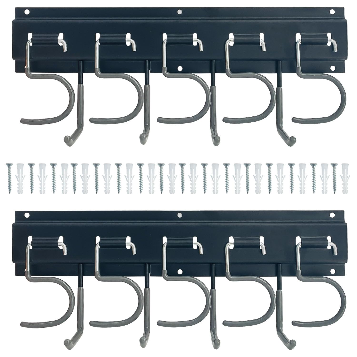 Sutekus Garage Garden Tool Organizer Wall Mount Garage Organization and Storage Heavy Duty Yard Tool Hanger with Rack with Anti-Slip Coating For Tools Ski Gears (Ultimate - 2 Pack)