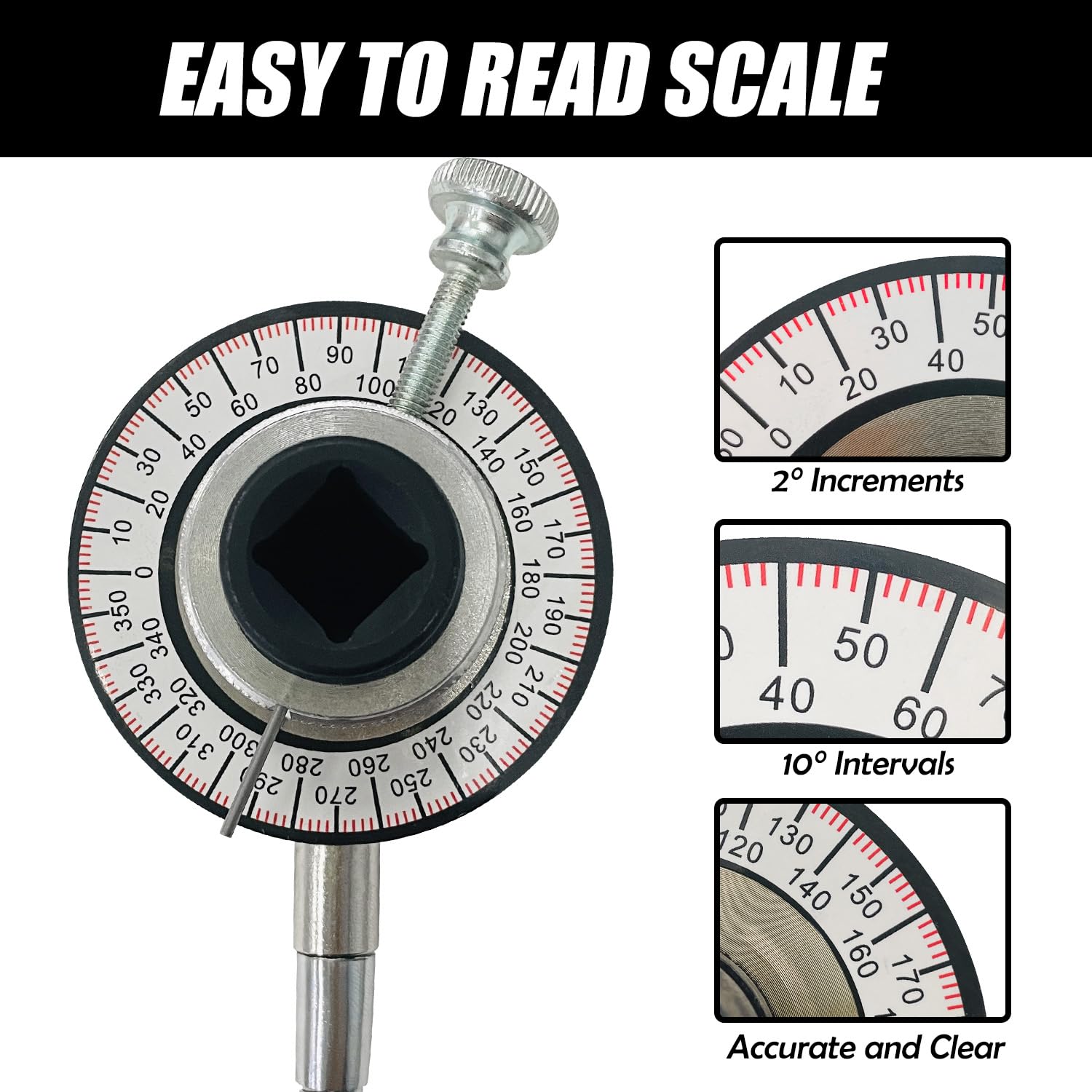 Sutekus Torque Angle Meter 1/2" Drive Wrench Angle Gauge with Flexible Clip Arm