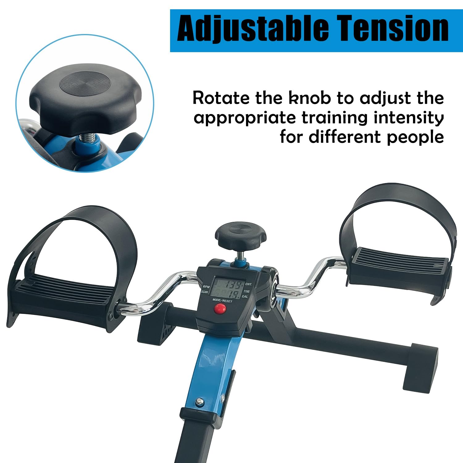 Sutekus Folding Pedal Exerciser Under Desk Bike Pedal Exerciser with Electronic Display Foot Hand Cycle Portable Peddler Machine Arm Leg Exerciser While Sitting