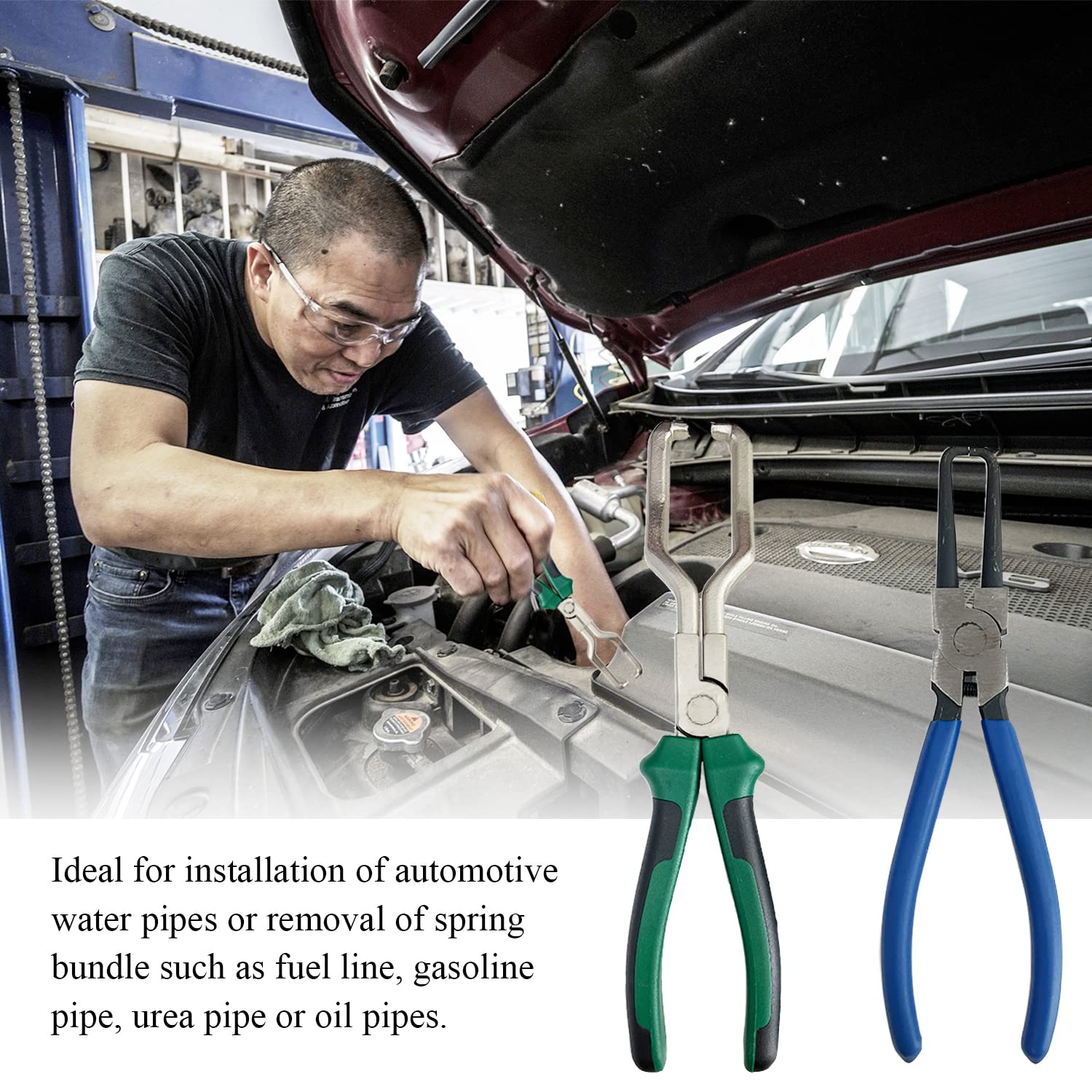 Sutekus Fuel Line Pliers Set, Fuel Filter Calipers Hose Pipe Clamp Disconnect Release Removal Pliers for Auto Maintenance, 2 pack