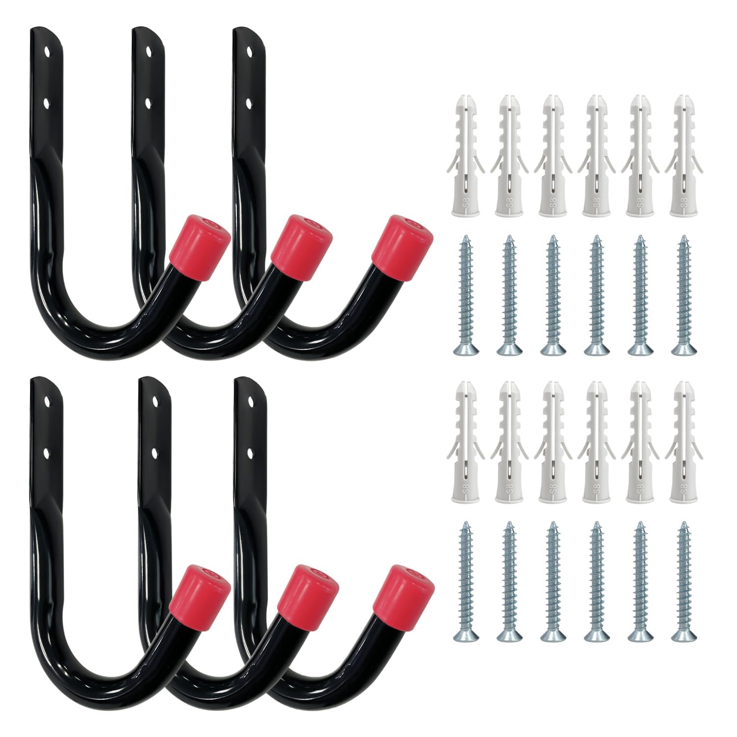 Sutekus Garage Hooks 6 Pack Heavy Duty Garage Storage Utility Hooks Utility Hangers Wall Hooks, Black