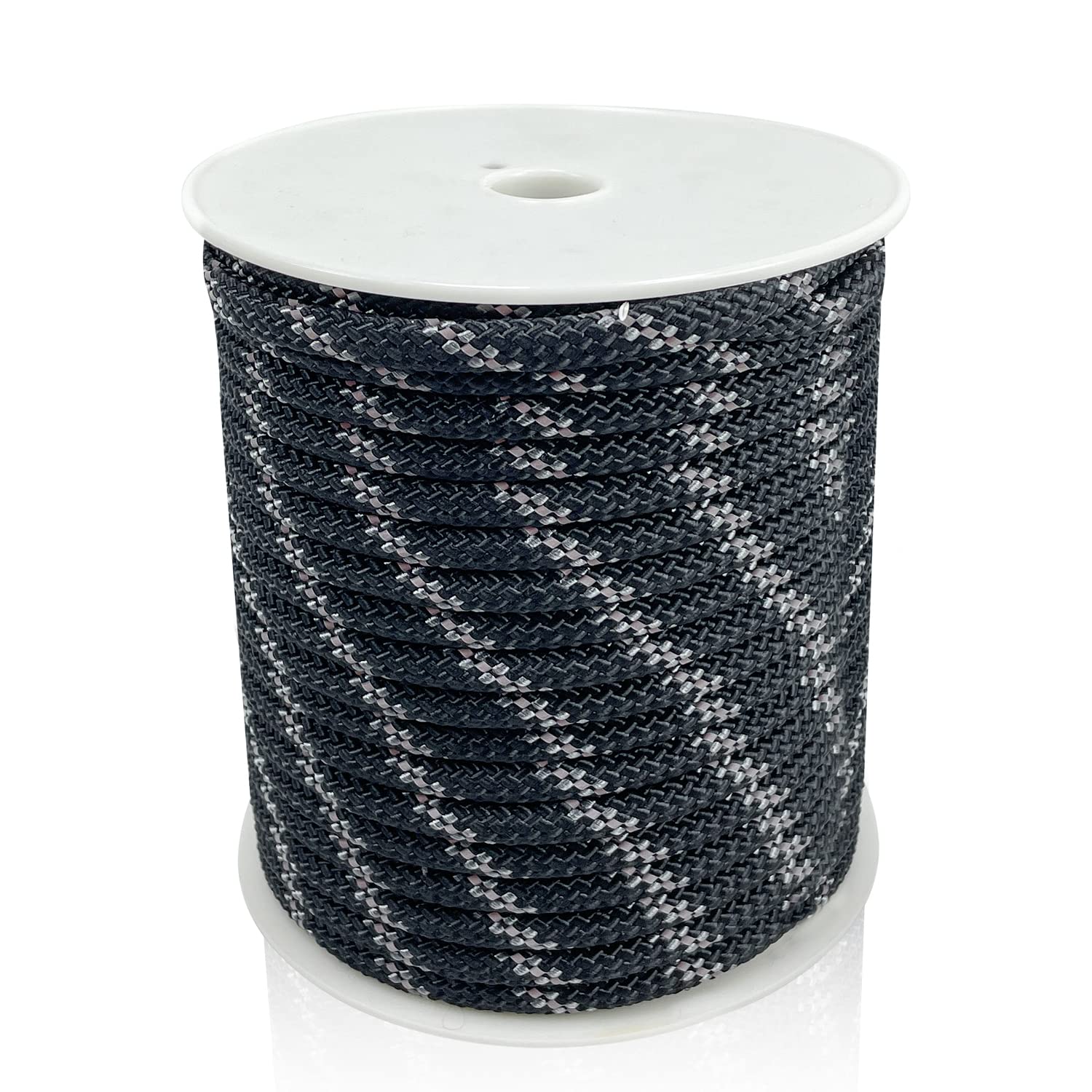 Sutekus 5/16" Accessory Cord Rope High Strength Utility Paracord 8mm Reflective Paracord Hiking Fishing Packaging 130FT (Black)