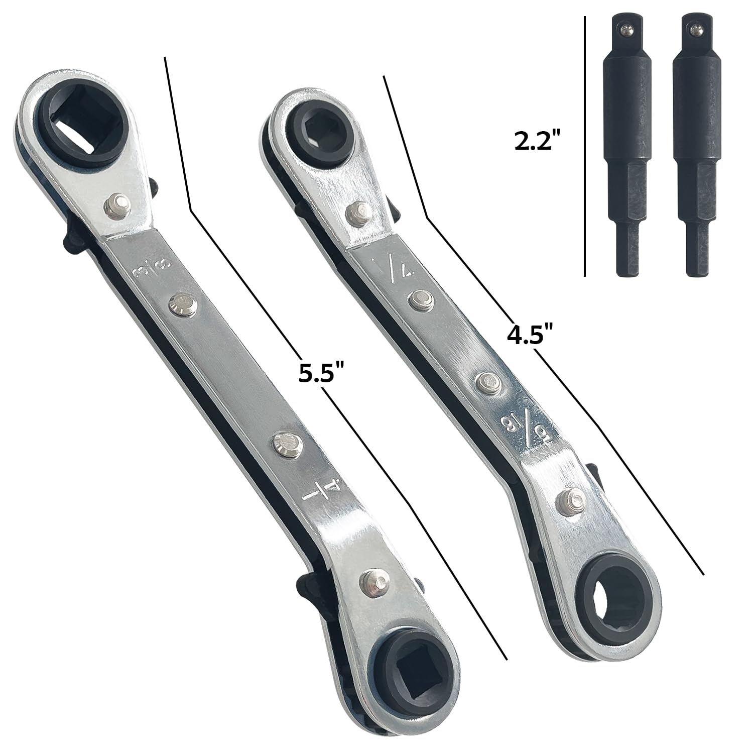 Sutekus Hvac Service Wrench Set 3/16” 3/8” 5/16'' 1/4'' Air Conditioner Valve Ratchet Wrenches Reversible Ratcheting Wrench Set for Refrigeration and Equipment Repair