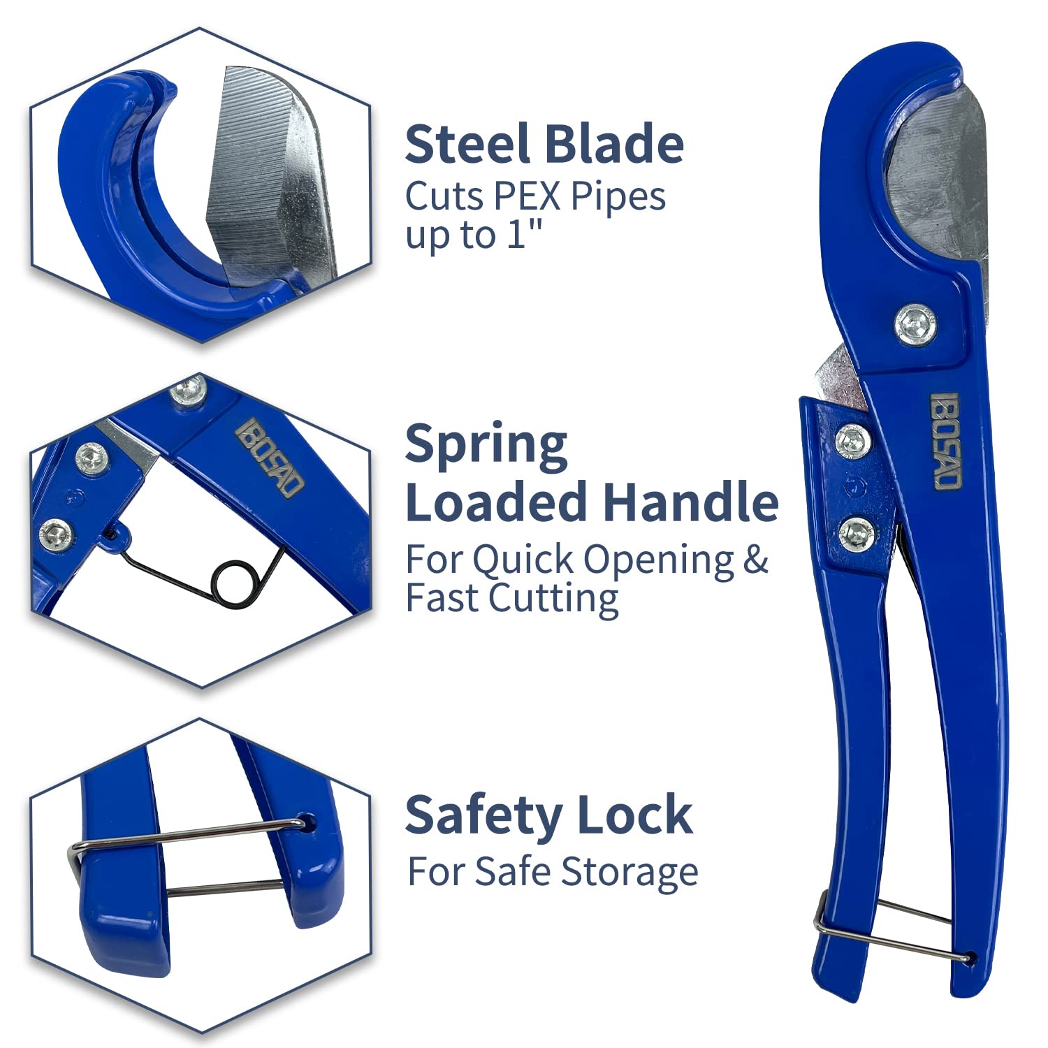 Sutekus PEX Cinch Tool Set For 3/8" to 1" Clamps Pex Crimping Tool Crimper and Pex Cutter With Free Clamps Pipe Fitting Tool Kit