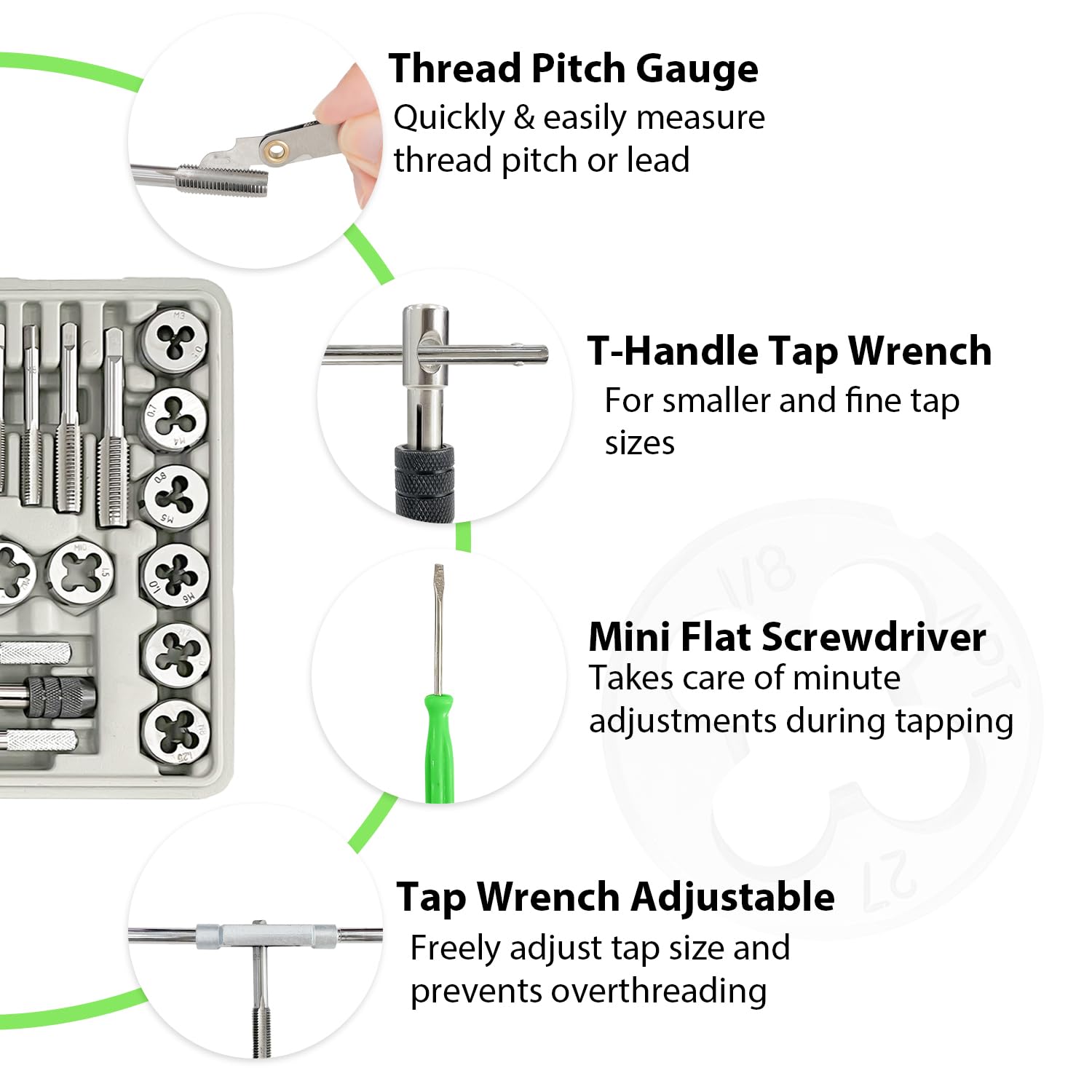 Sutekus 40-Piece Master Tap and Die Set Metric Size M3 to M12 Coarse and Fine Threads Rethreading Tool Kit with Complete Accessories and Storage Case
