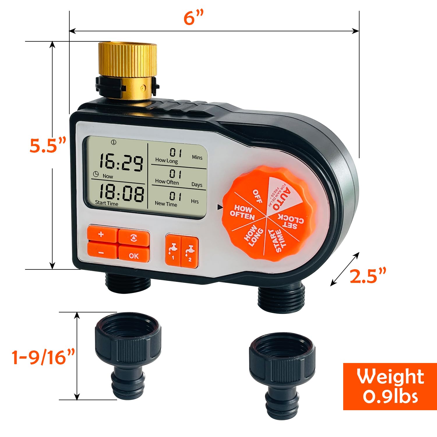 Sutekus Water Timer for Garden Hose 2 Zone Sprinkler Timer Programmable Hose Faucet Timer with Automatic Irrigation/Rain Delay/Manual Watering Setting for Garden Lawn Yard