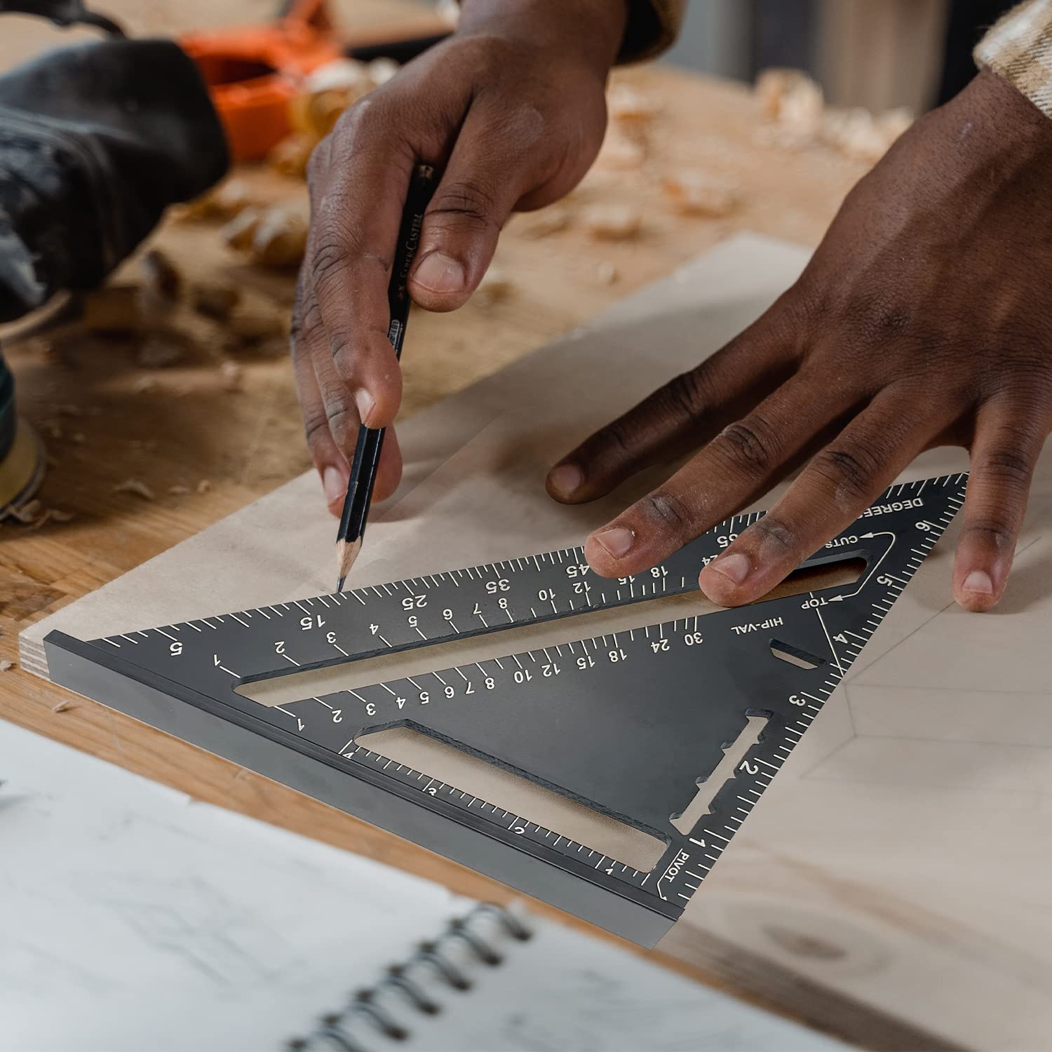 Sutekus Rafter Square and Combination Square Tool Set - 7" Carpenter Square 12" Woodworking Framing Square Combo with Stainless Steel Ruler Angle Ruler