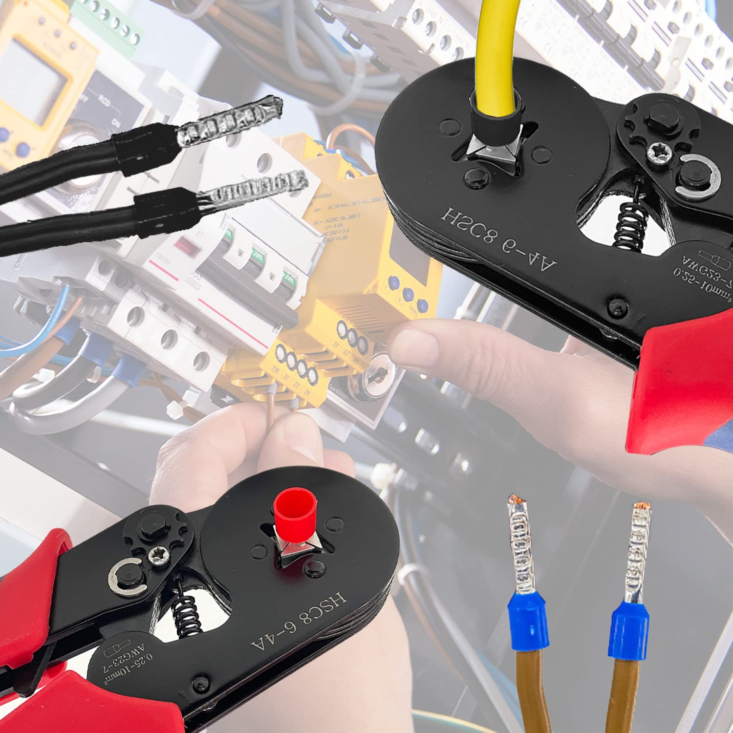 Sutekus Ferrule Crimping Tool Kit with 1200PCS Ferrules Insulated Wire Terminals AWG23-7 Self-adjustable Ratchet Wire Crimper Plier Kit