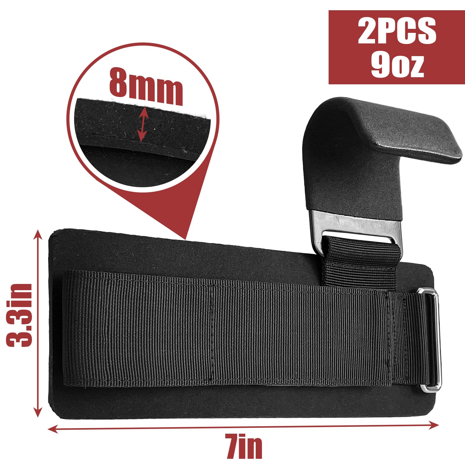 Sutekus Weight Lifting Hooks 8mm Neoprene Padded Wrist Straps Hand Grip Support for Powerlifting Weightlifting Pull Up Fitness Strength Training, 1Pair, Black