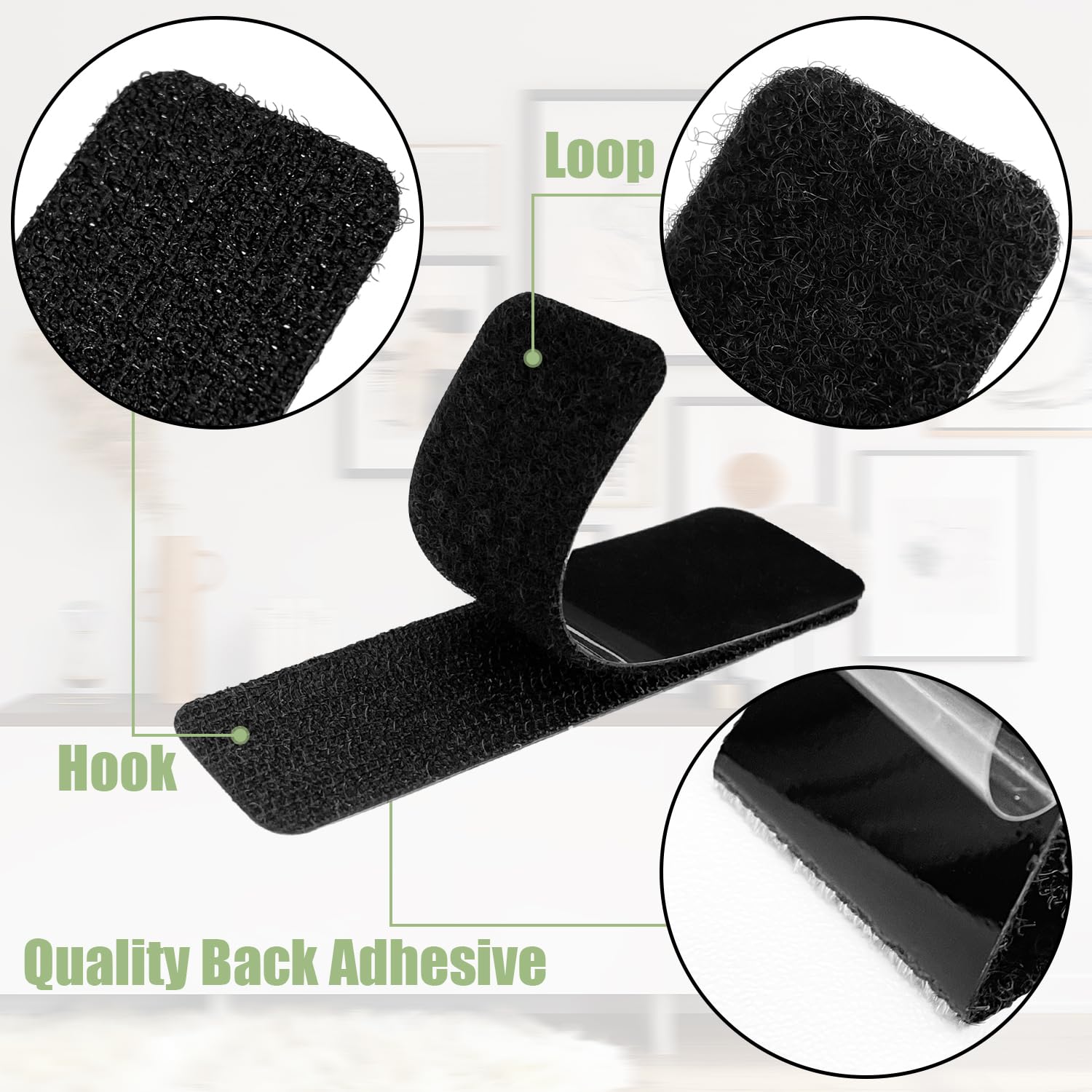 Sutekus Hook and Loop Tape Sticky Back Hook and Loop Strips 1" x 4" Double-Sided Command Adhesive Strip Interlocking Tape for Home Office, 16 Sets