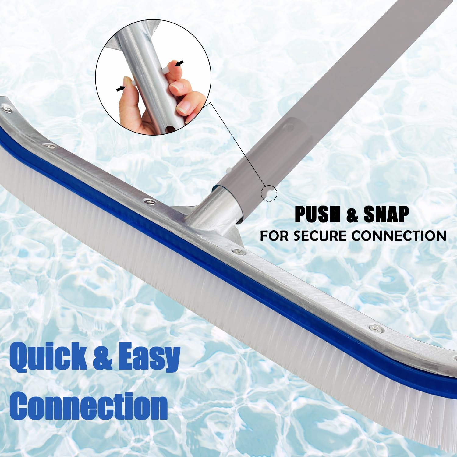 Sutekus Pool Skimmer Net & Pool Brush Head Kit Larger Capacity Pool Net Skimmer 17.5" Swimming Pool Scrub Brushes for Cleaning Pool Walls Floors