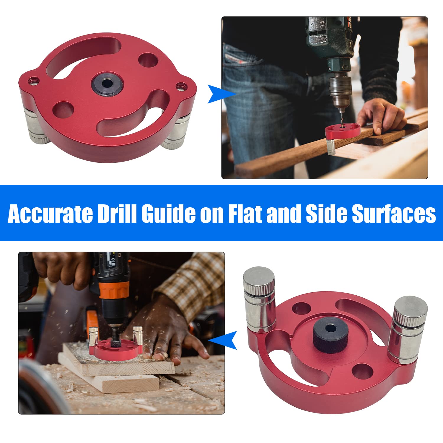 Sutekus Dowel Jig Drill Guide, Vertical Pocket Hole Jig Kit, Woodworking Hole Drill Positioner Locator Tool with M2 M3 M4 M5 M6 M7 M8 M9 M10 Drill Bushings
