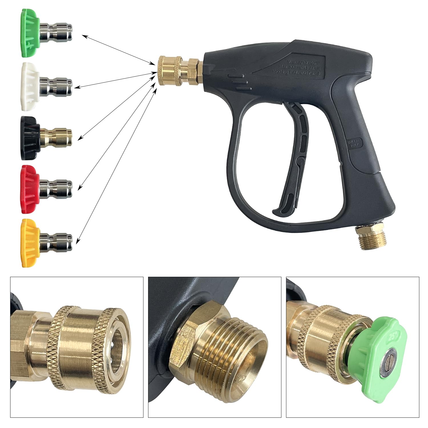 Sutekus High Pressure Washer Gun 4000 PSI Cannon Foam Blaster Power Washer 1L Car Wash Foam Cannon Kit with 5 Pressure Washer Nozzles
