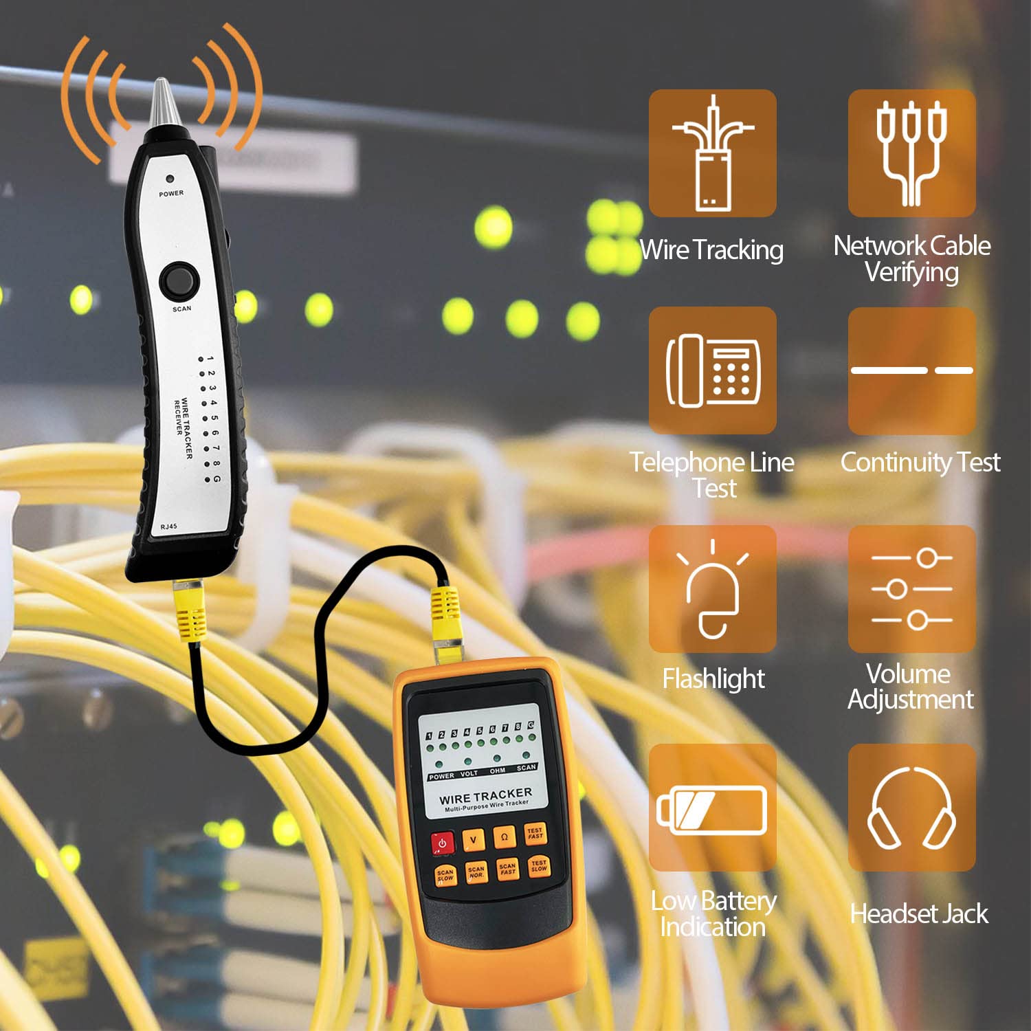 Sutekus Cable Tracer Wire Tracker RJ11 RJ45 Cable Toner Line Finder Ethernet LAN Network Cable Collation Telephone Cable Tester Continuity Checking