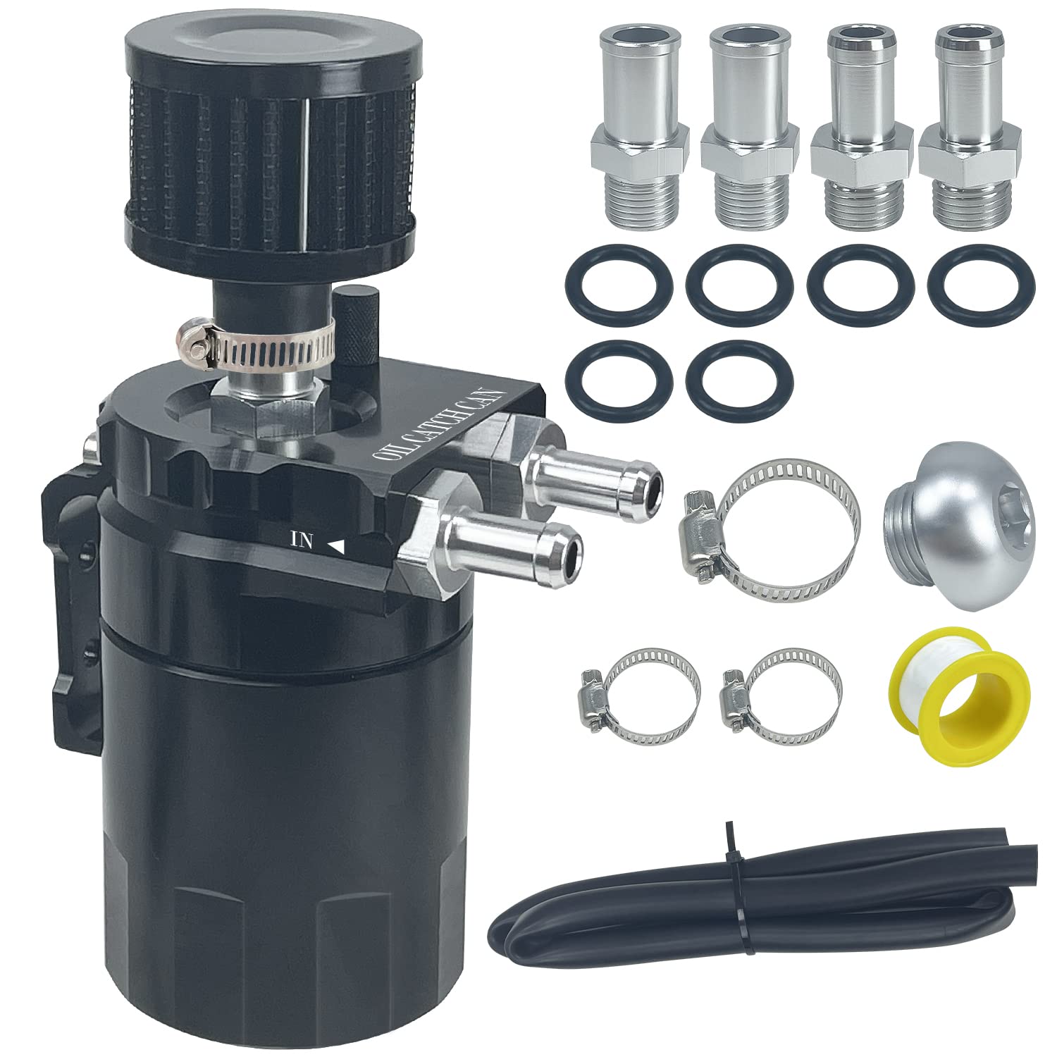Sutekus Baffled Oil Catch Can Automotive Reservoir Tank With Filter 300ml Universal Oil Separator Catch Can