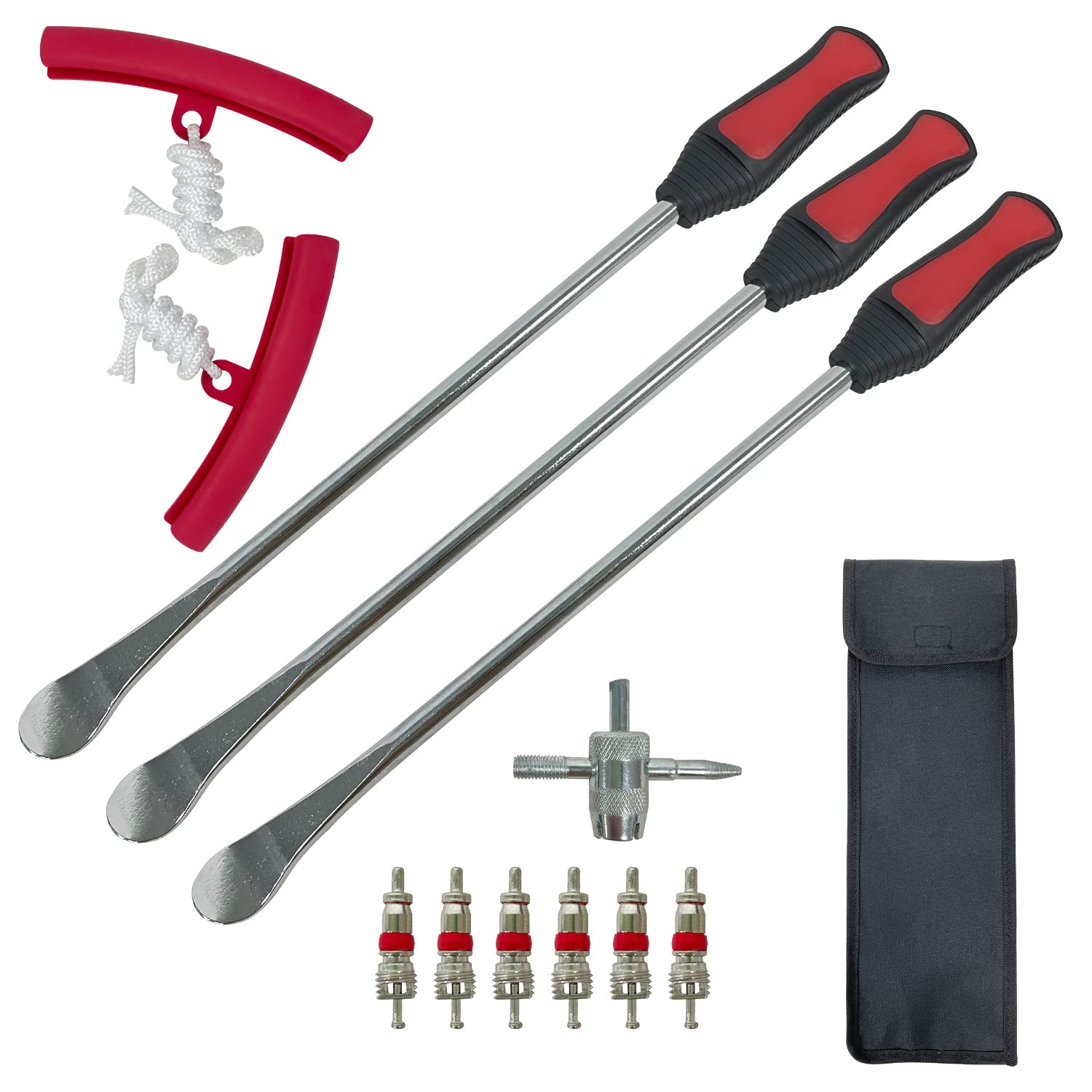 Sutekus 14.5" Tire Spoons Tool Kit Lever Mount/Demount Iron with Tire Valve and Rim Protectors for Auto Motorcycle Dirt Bike Lawn Mower Tractor Maintenance