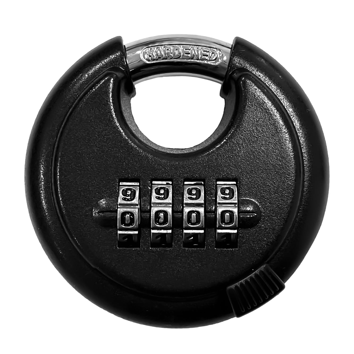 Sutekus Combination Lock 4 Digit Disc Padlock with Steel Shackle Waterproof Padlock Heavy Duty Combo Lock Round Outdoor Lock for School Gym Locker, Fence, Toolbox, Gate, Case, Hasp Storage, Black